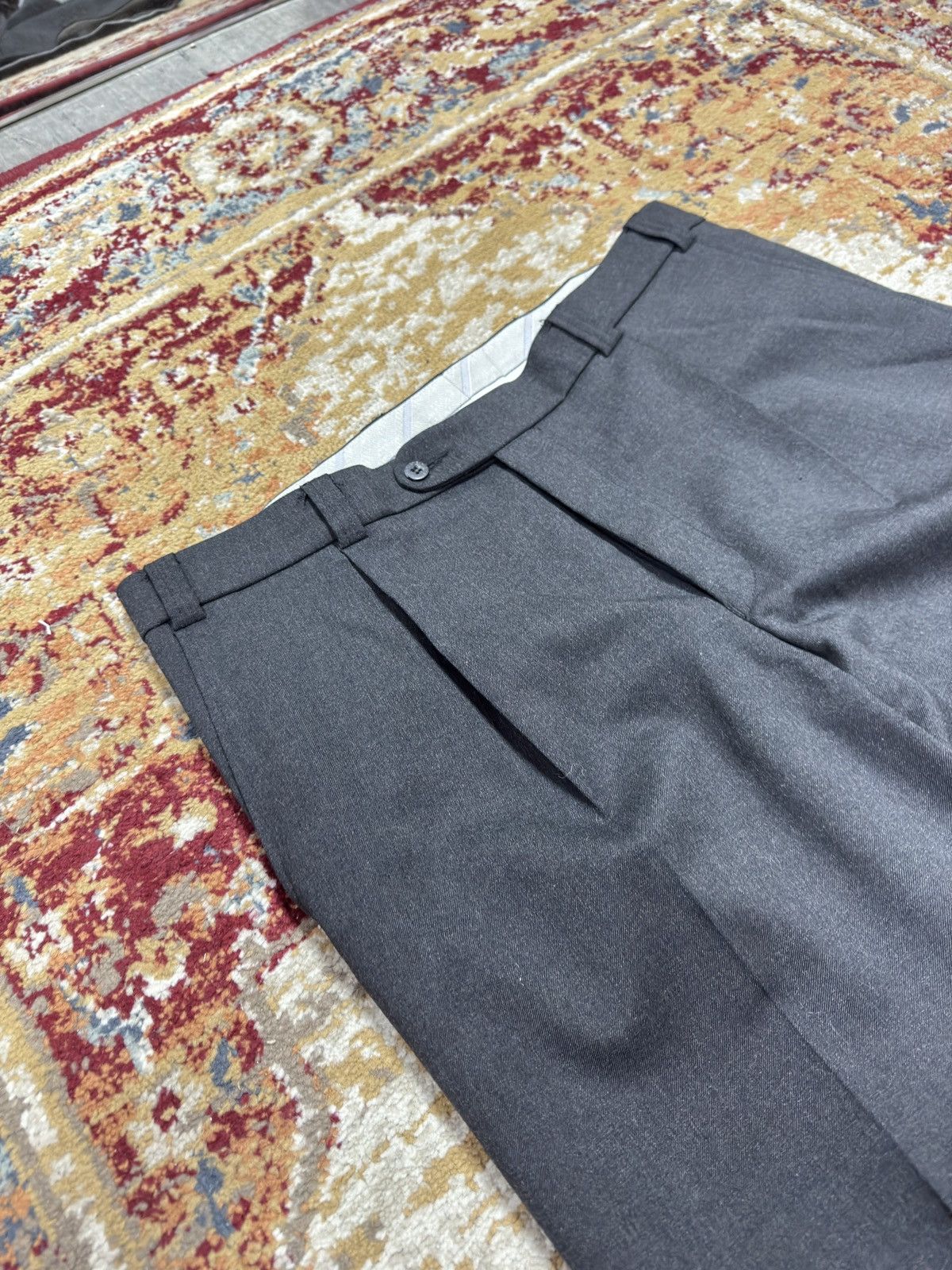 Vintage Vintage Suit Pants Wool Blend Striped Wide Leg Baggy Formal Size US 36 / EU 52 - 3 Thumbnail