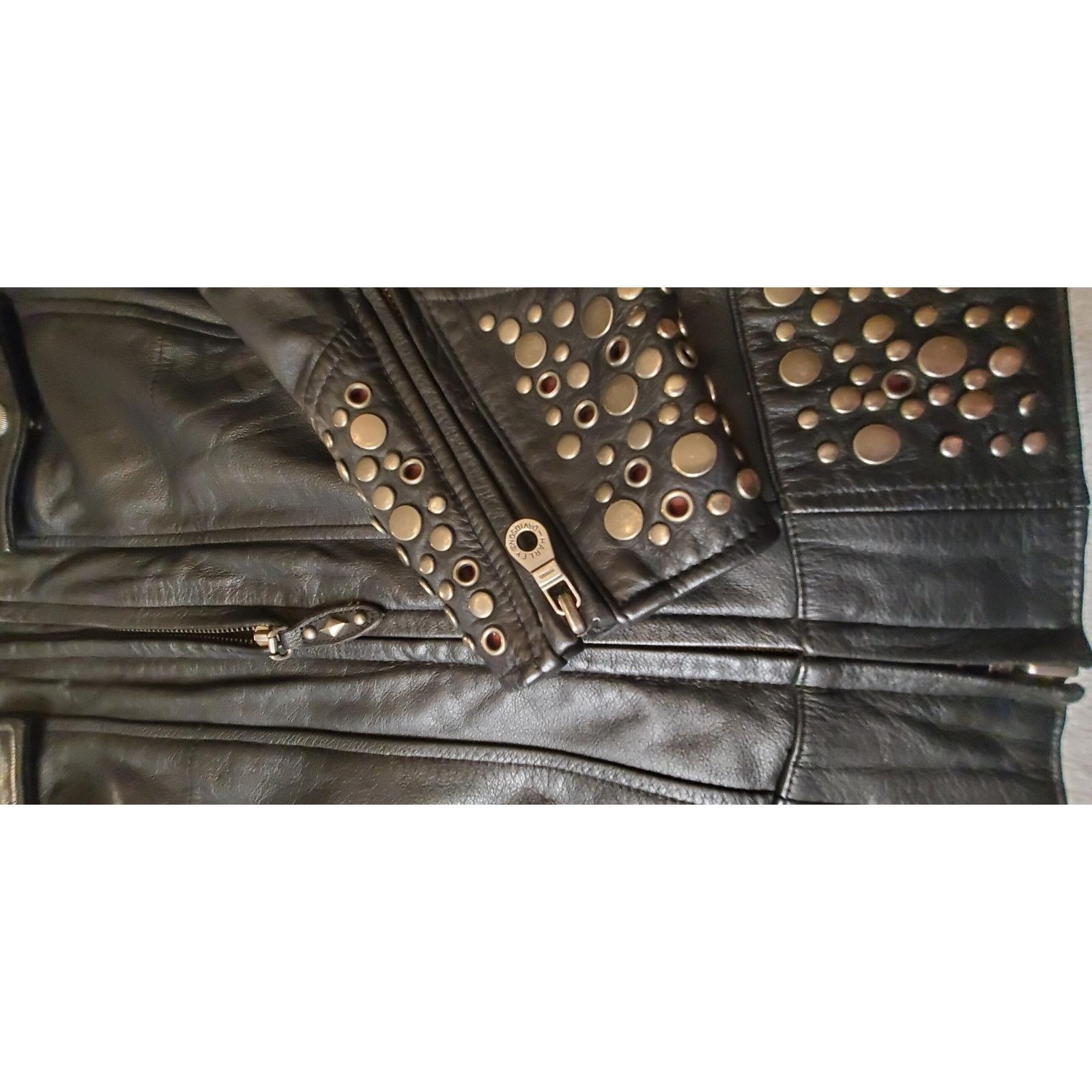 Harley Davidson Harley Davidson Womens Studded Leather Jacket M Black Biker Size M / US 6-8 / IT 42-44 - 5 Thumbnail