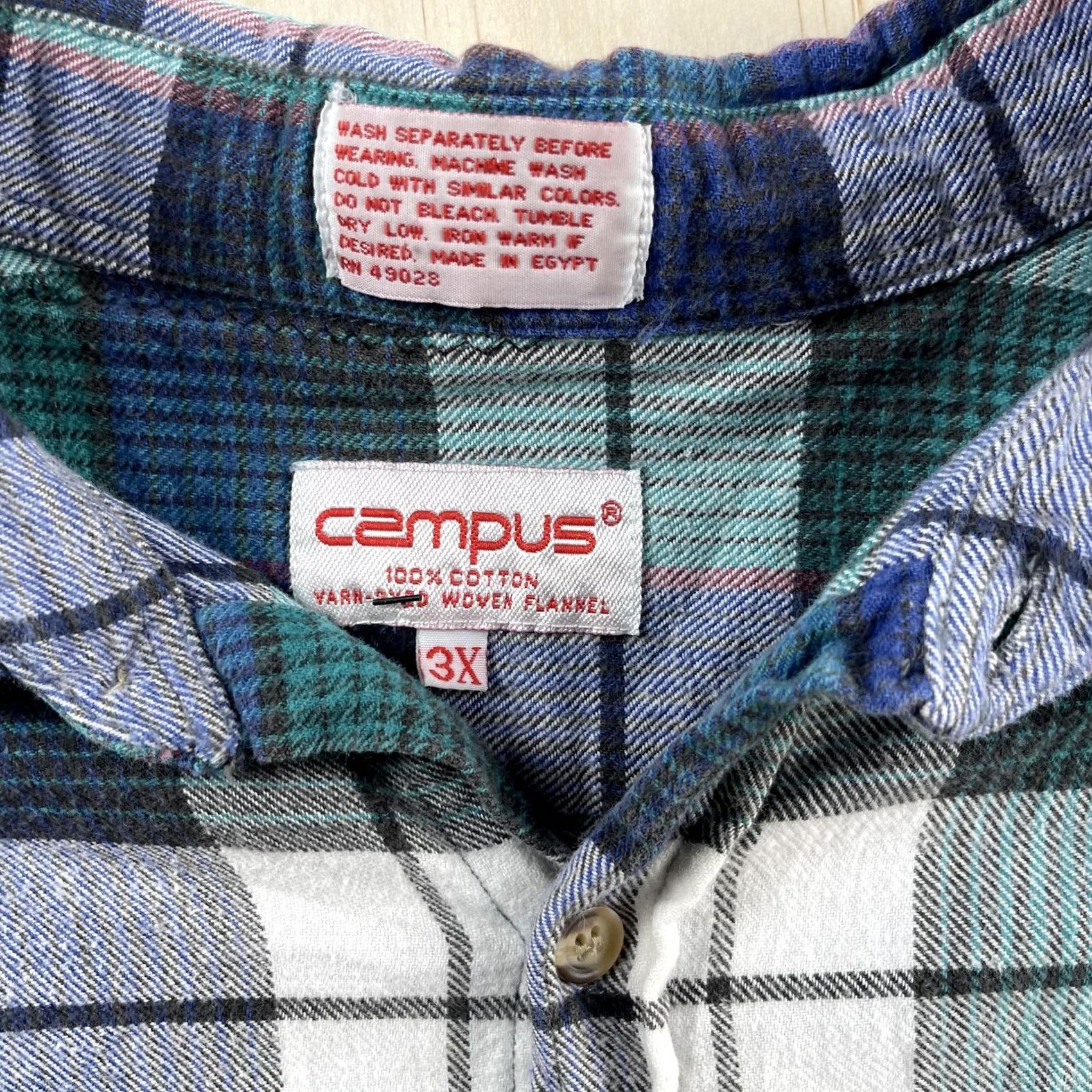 Vintage Vintage Campus Flannel Shirt Mens 3XL Blue Plaid Long Sleeve Button Up Workwear Size US XXL / EU 58 / 5 - 2 Thumbnail