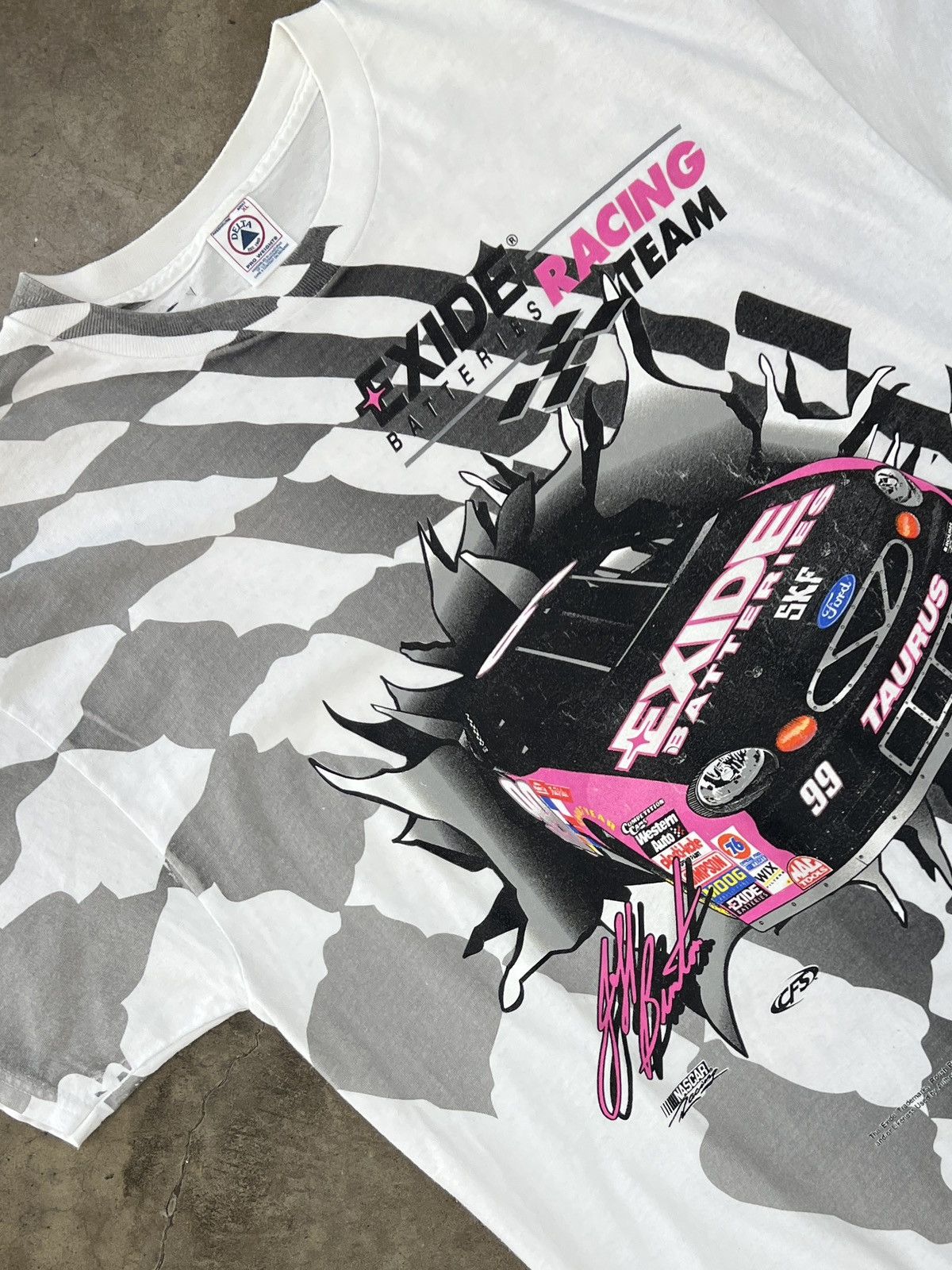 NASCAR Vintage AOP NASCAR 90s Exide Jeff Burton Racing Ford Tee XL Size US XL / EU 56 / 4 - 1 Thumbnail
