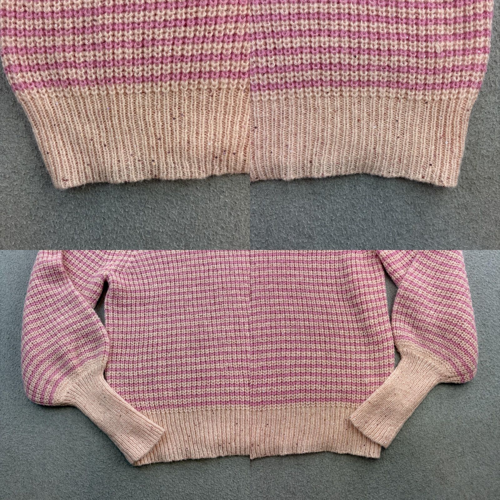 Lilly Pulitzer Lilly Pulitzer Sweater Womens Large Pink Stripe Finley Sequin Balloon Sleeve Top Size L / US 10 / IT 46 - 9 Thumbnail