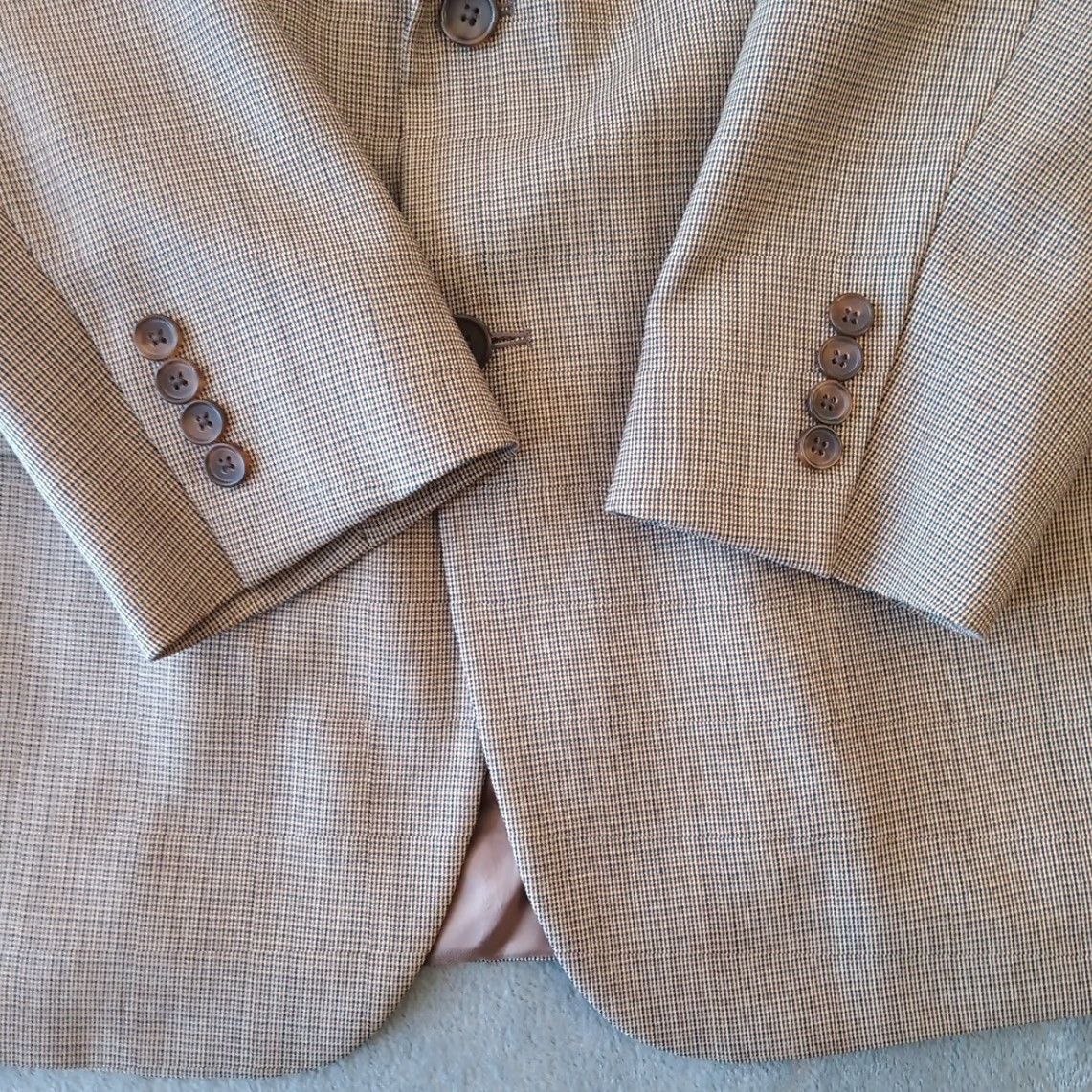 Brooks Brothers Brooks Brothers Blazer Mens 44 Beige Plaid Wool Two-Button Single Vent breathable Notch Lapel Two-Button Front JACKET Costume 2 Piece Vintage No? Size 44R - 4 Thumbnail