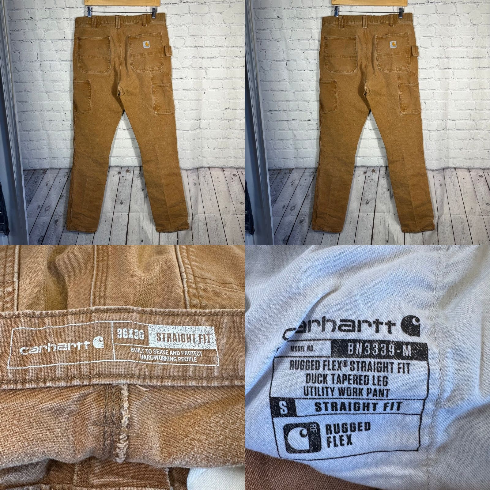 Carhartt VINTAGE Carhartt Mens Double Front Duck Canvas Carpenter Work Pants Brown 36x36 BN3339-M Size US 36 / EU 52 - 8 Thumbnail