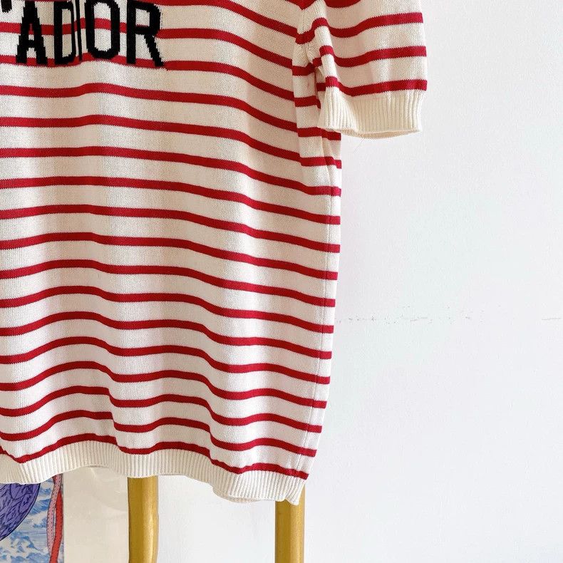Dior Dior Striped letter knitted pink T-shirt Size XS / US 0-2 / IT 36-38 - 4 Thumbnail