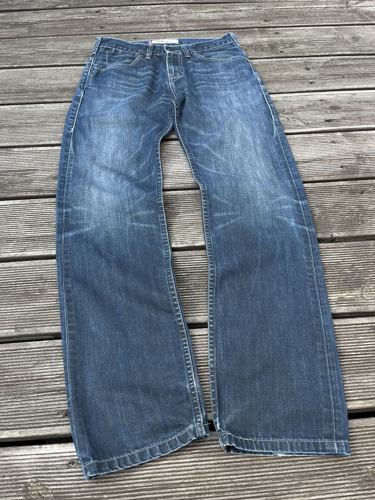 Levi's Vintage 00s Levis 504 Navy Faded Blue Jeans Pants 30x32 Size US 30 / EU 46 - 2 Thumbnail
