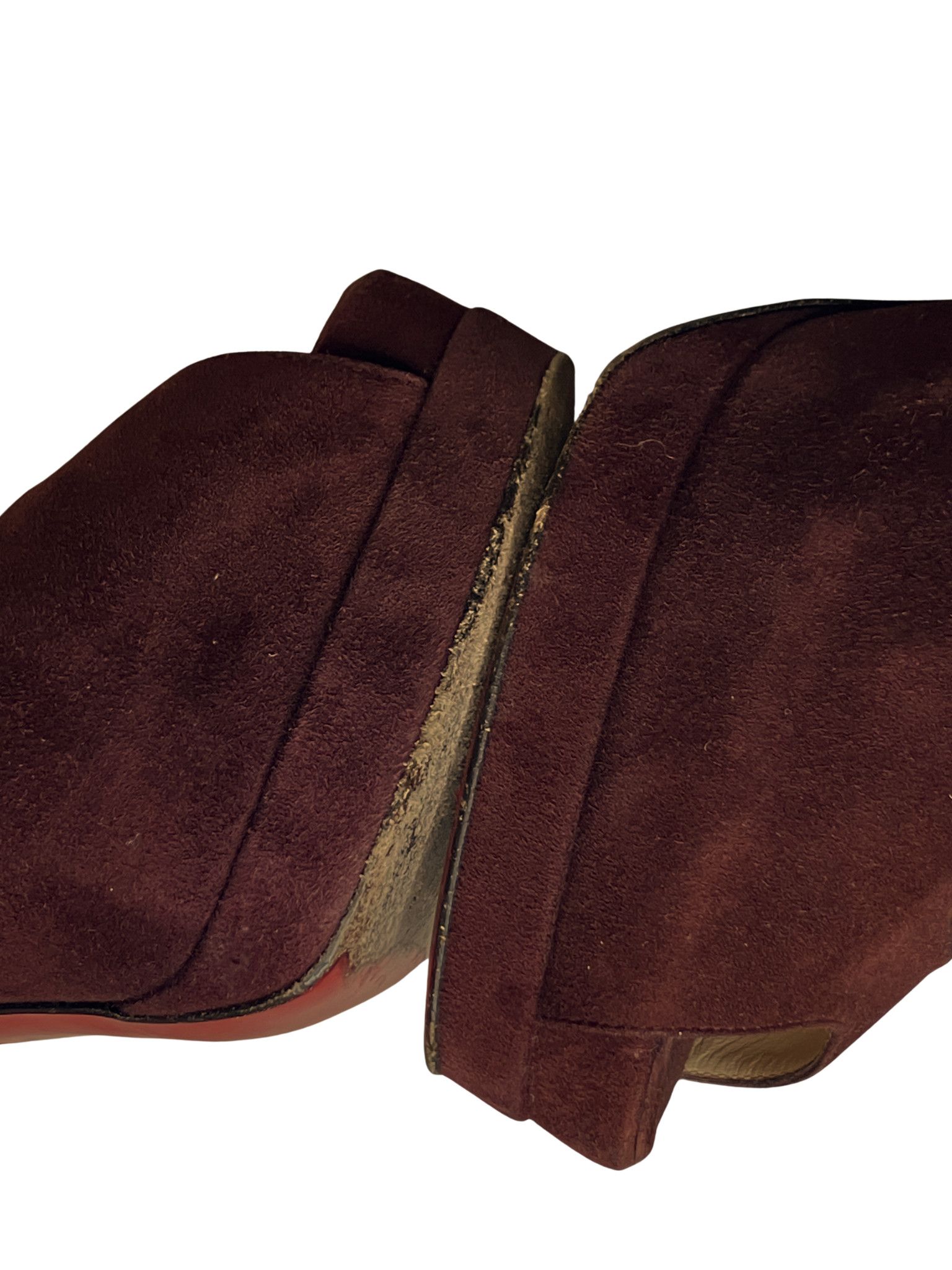 Christian Louboutin Christian Louboutin Burgundy Suede Peep Toe Platform Heels Size US 10 / IT 40 - 13 Thumbnail