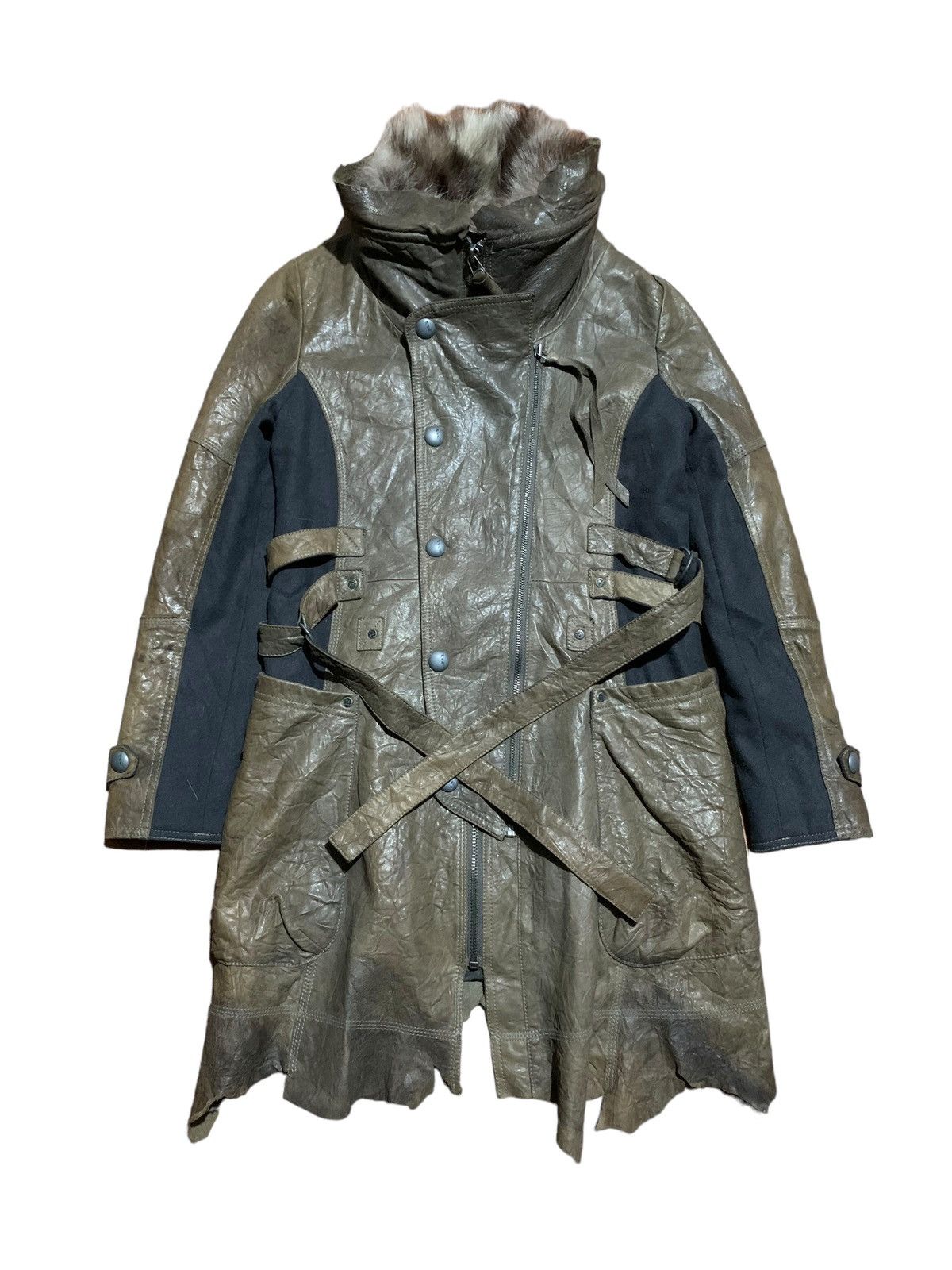 00s snake leather fur jacket 黒蛇 LGB 14th 00's 14th addiction Cross Zip Leather Hooded Jacket