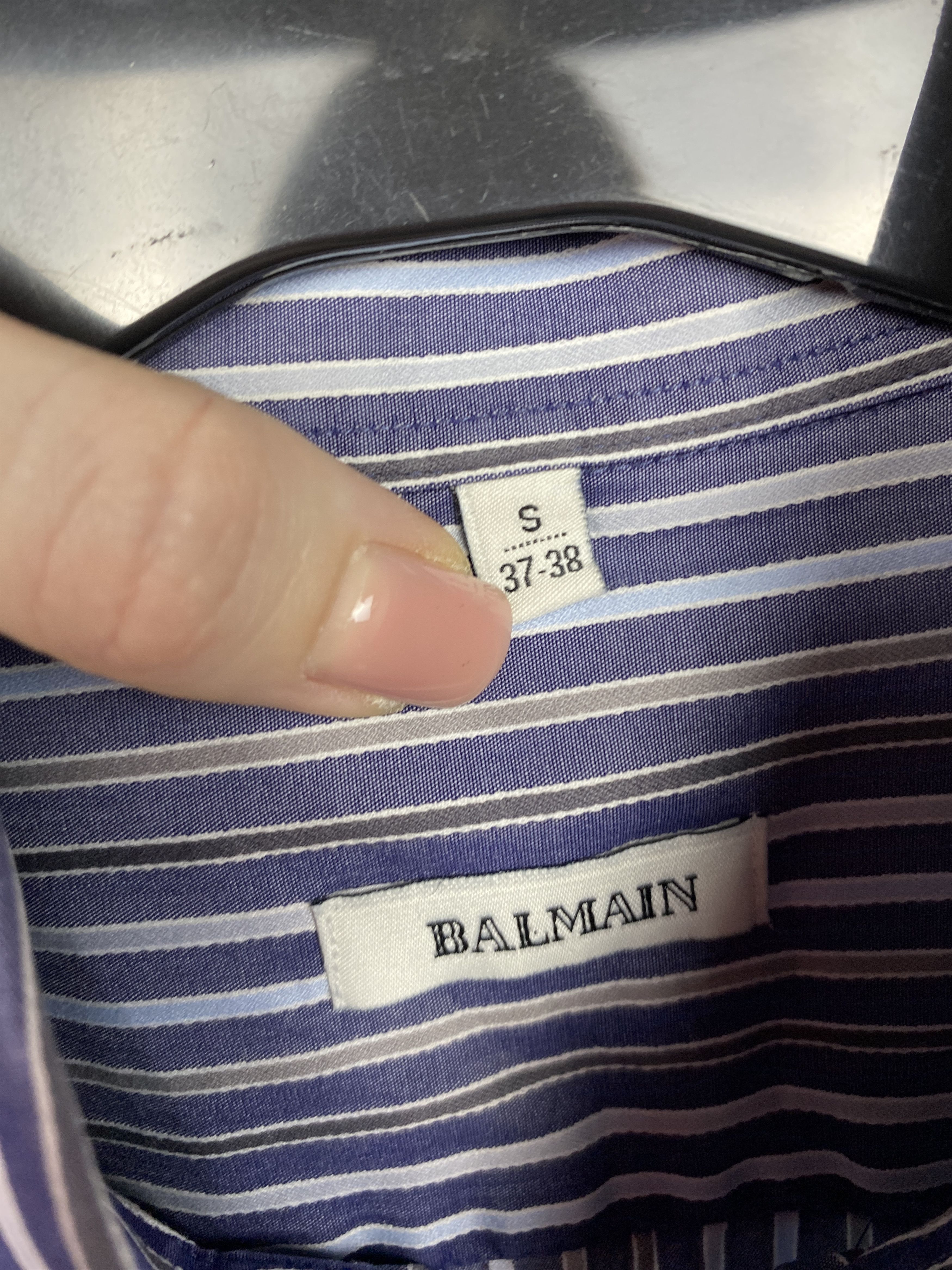 Balmain Balmain Vintage Mens Long Sleeve Striped Shirt Size US S / EU 44-46 / 1 - 4 Thumbnail