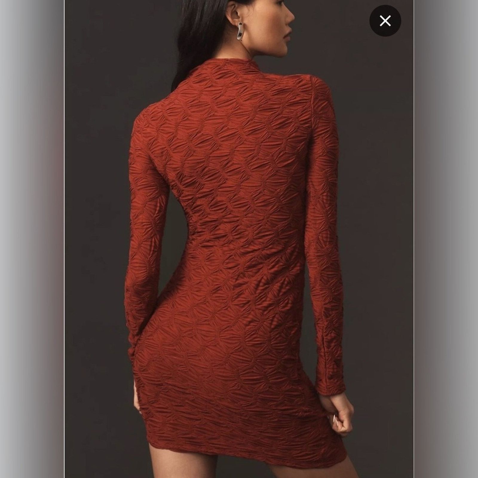 Anthropologie NWT MAEVE ANTHROPOLOGIE Long-Sleeve Scrunch Dress wine XXS Size XS / US 0-2 / IT 36-38 - 6 Thumbnail