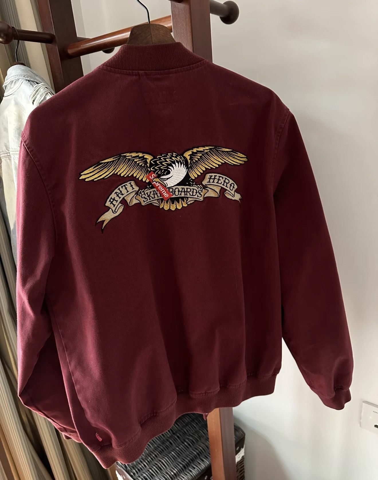 Supreme Supreme antihero Bomber Jacket burgundy Size US L / EU 52-54 / 3 - 1 Thumbnail