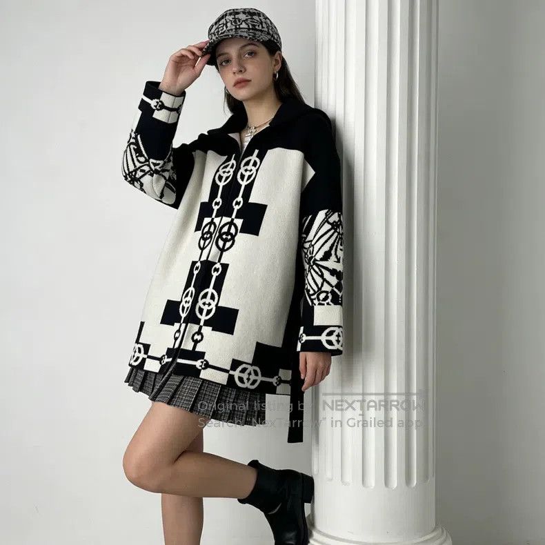 Hermes Hermes Black and White Knit Cardigan Size XS / US 0-2 / IT 36-38 - 3 Thumbnail