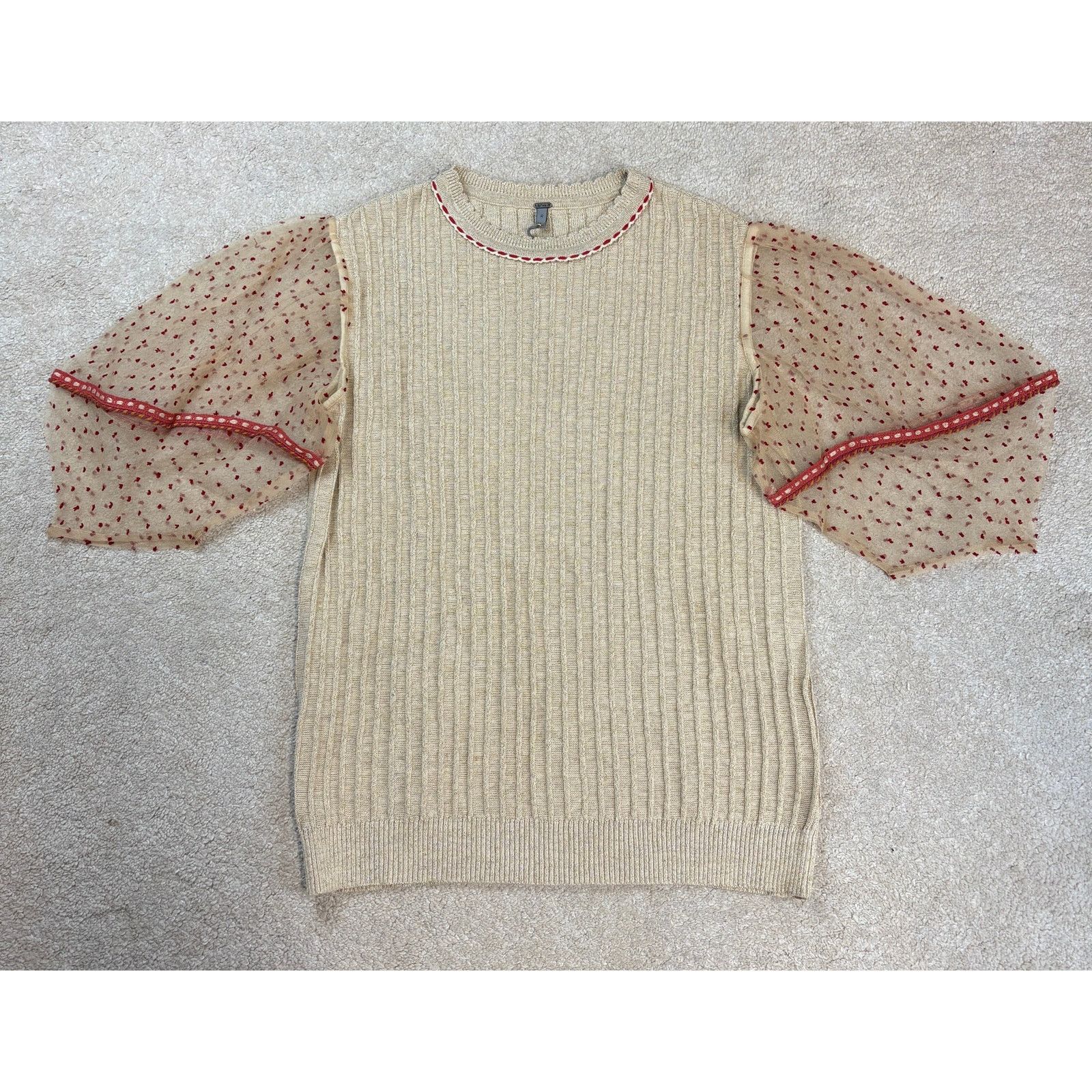 Anthropologie NWT Anthropologie Bl-nk London Meniya Knitted Top Ivory 1X Size XXL / US 16-18 / IT 52-54 - 1 Thumbnail