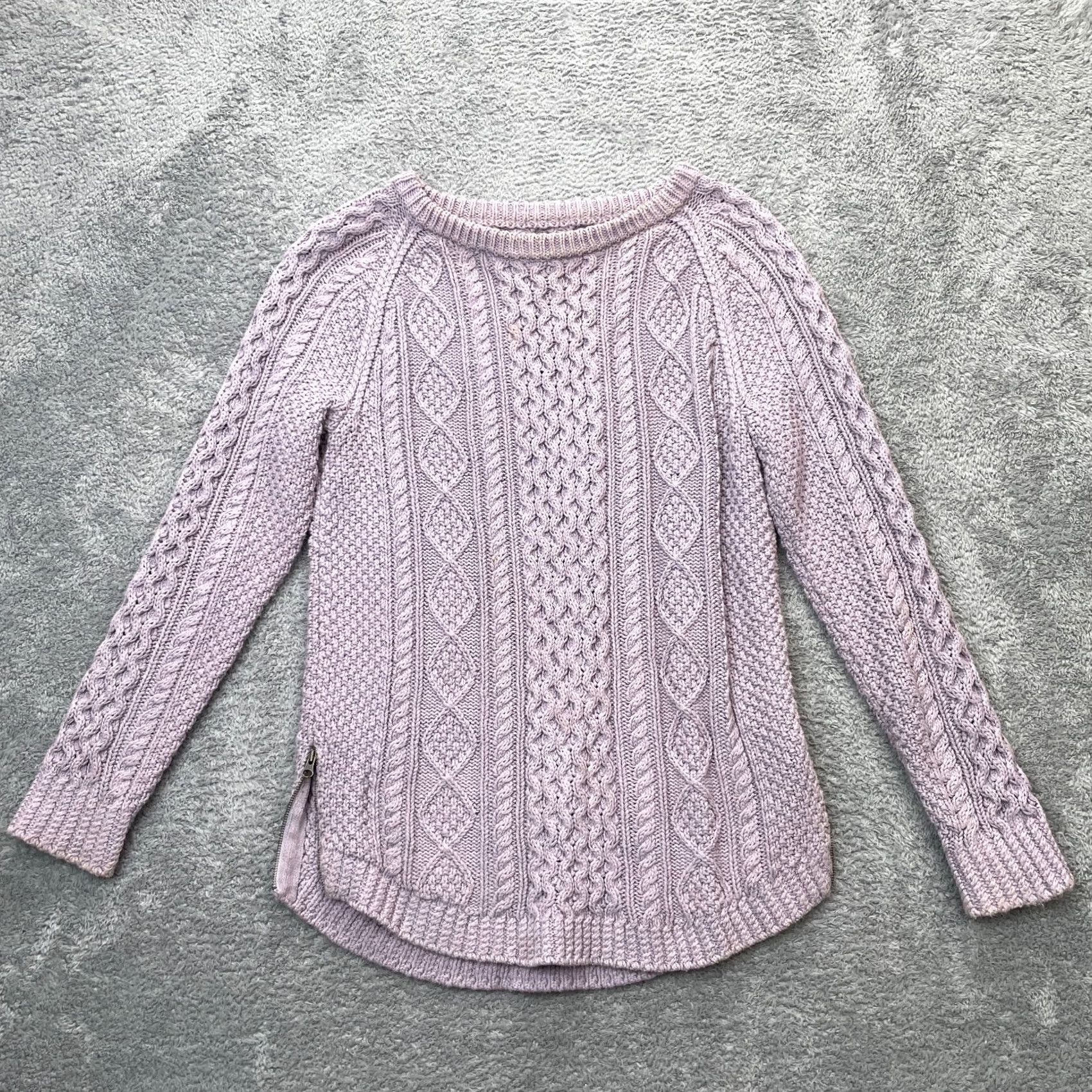 Vintage L.L. Bean Sweater Womens Small Purple Signature Tunic Cotton Fisherman Cable Knit Shirt Long Sleeve Round Neck Solid Pattern Christmas Winter Womens Size S / US 4 / IT 40 - 2 Thumbnail