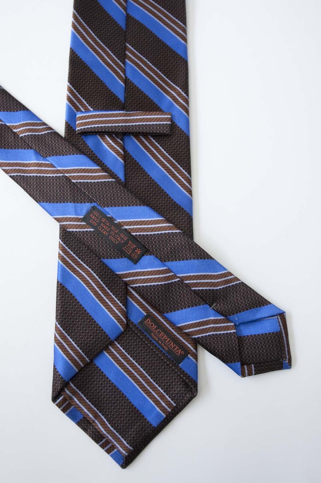 Dolcepunta Dolcepunta Tie Brown / Blue Silk Made in Italy Size ONE SIZE - 3 Thumbnail