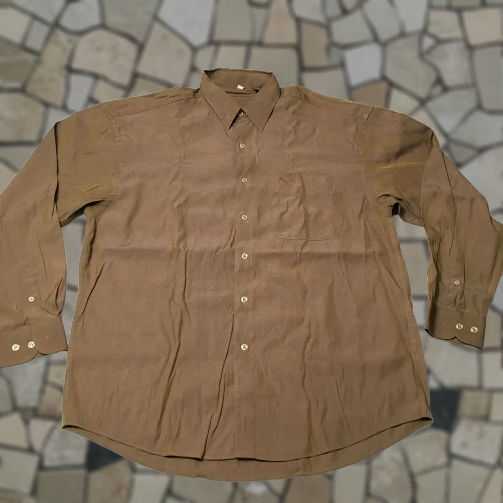 Olive brown olive Changing Shimmering Style Metallic Shirt XL birachi long sleeve Size US XL / EU 56 / 4 - 1 Thumbnail