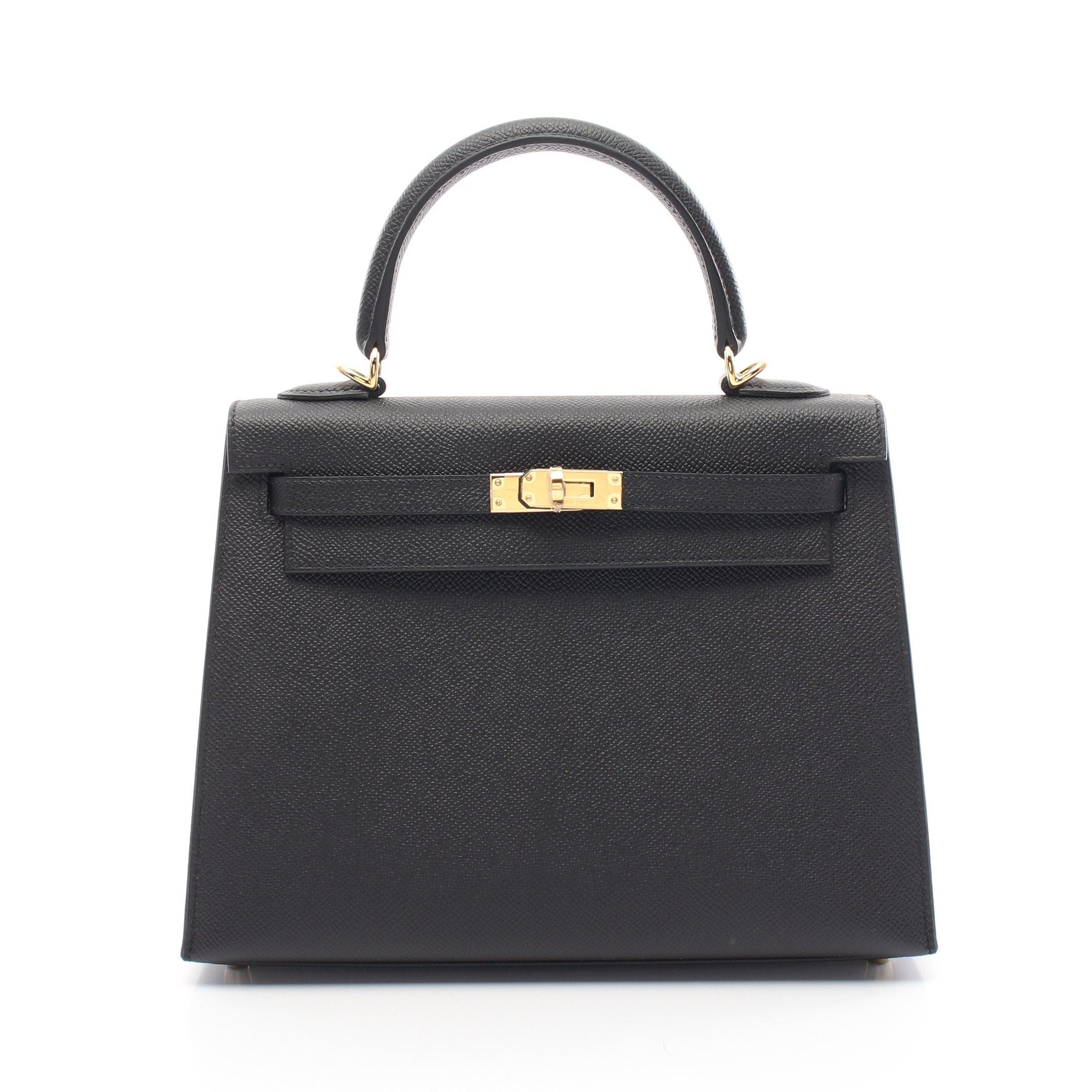 Hermes Hermes Kelly 25 Handbag Veau Epsom Black Gold Hardware Outside Sewing Double Engraved Size ONE SIZE - 1 Thumbnail