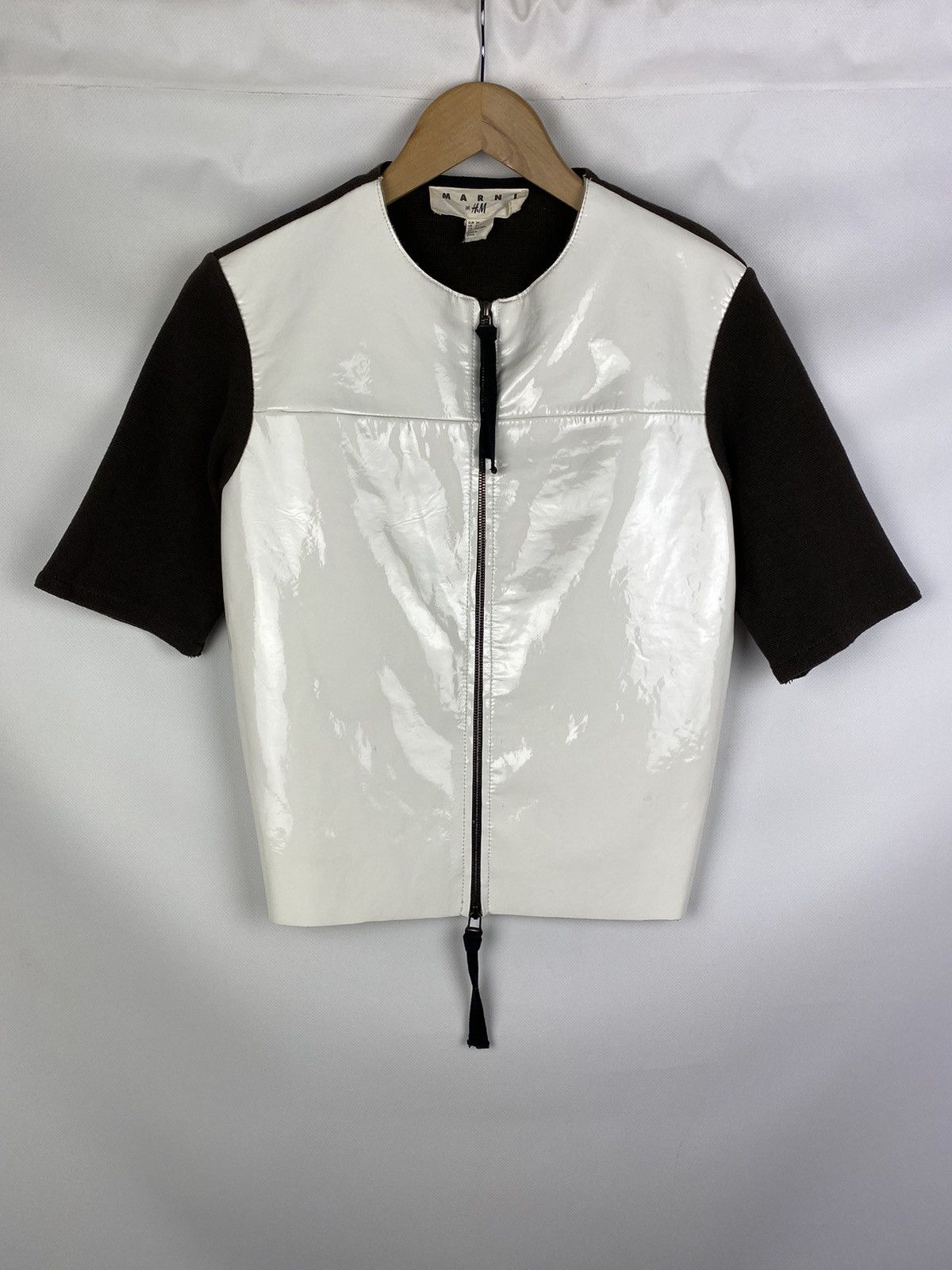 Marni Marni H&M ladies short sleeve patent leather full zip jacket Size S / US 4 / IT 40 - 1 Thumbnail