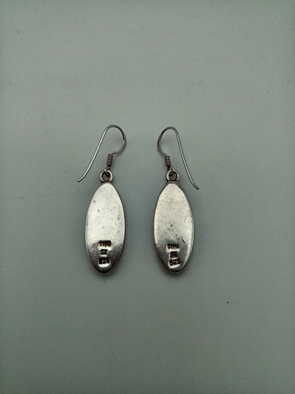 Other Vintage Sterling Silver Abalone Mosaic Drop Earrings SX Thai Size ONE SIZE - 2 Thumbnail