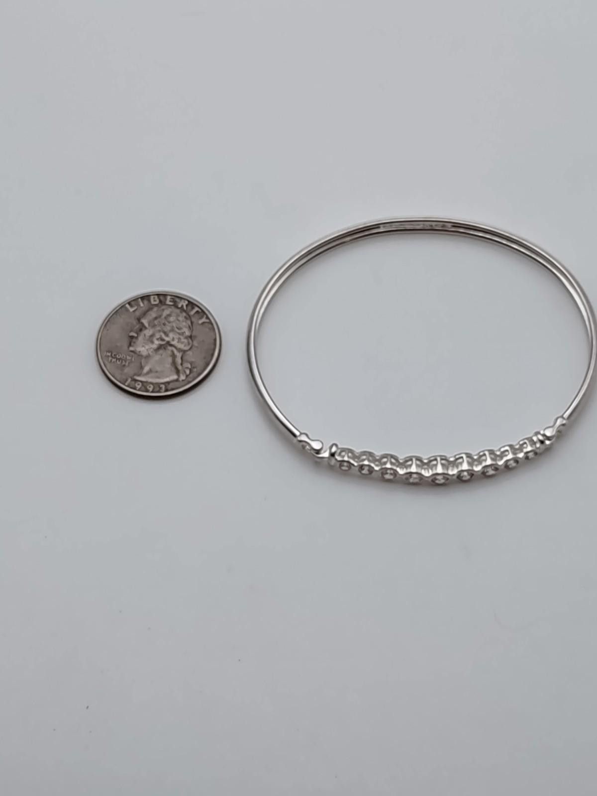 Sterling Silver Vintage 925 Sterling Silver Round CZ Link Bracelet Thailand Size ONE SIZE - 3 Thumbnail