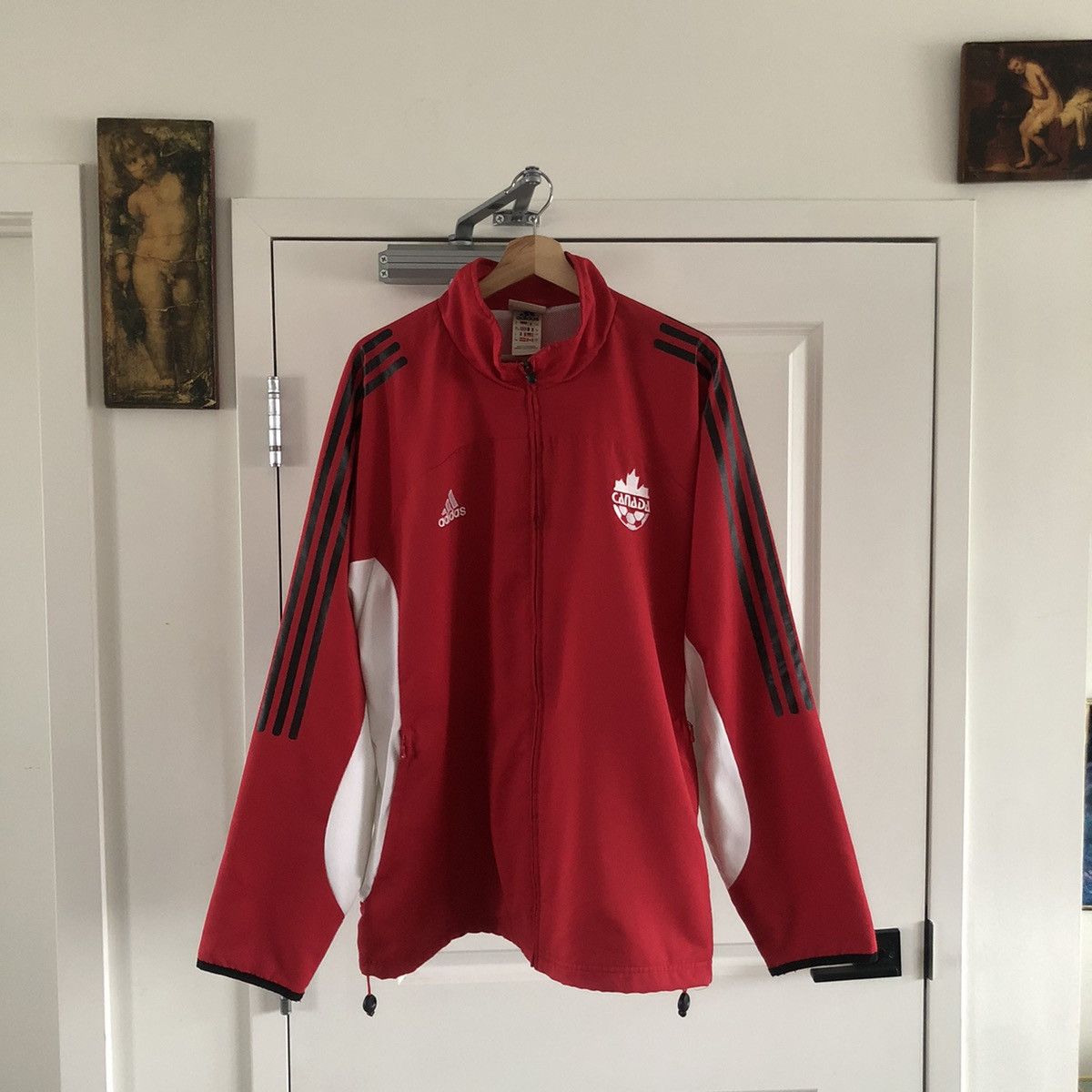 Image of Vintage Canada Soccer Team Adidas Track Suit Jacket in Red, Men's (Size Large)