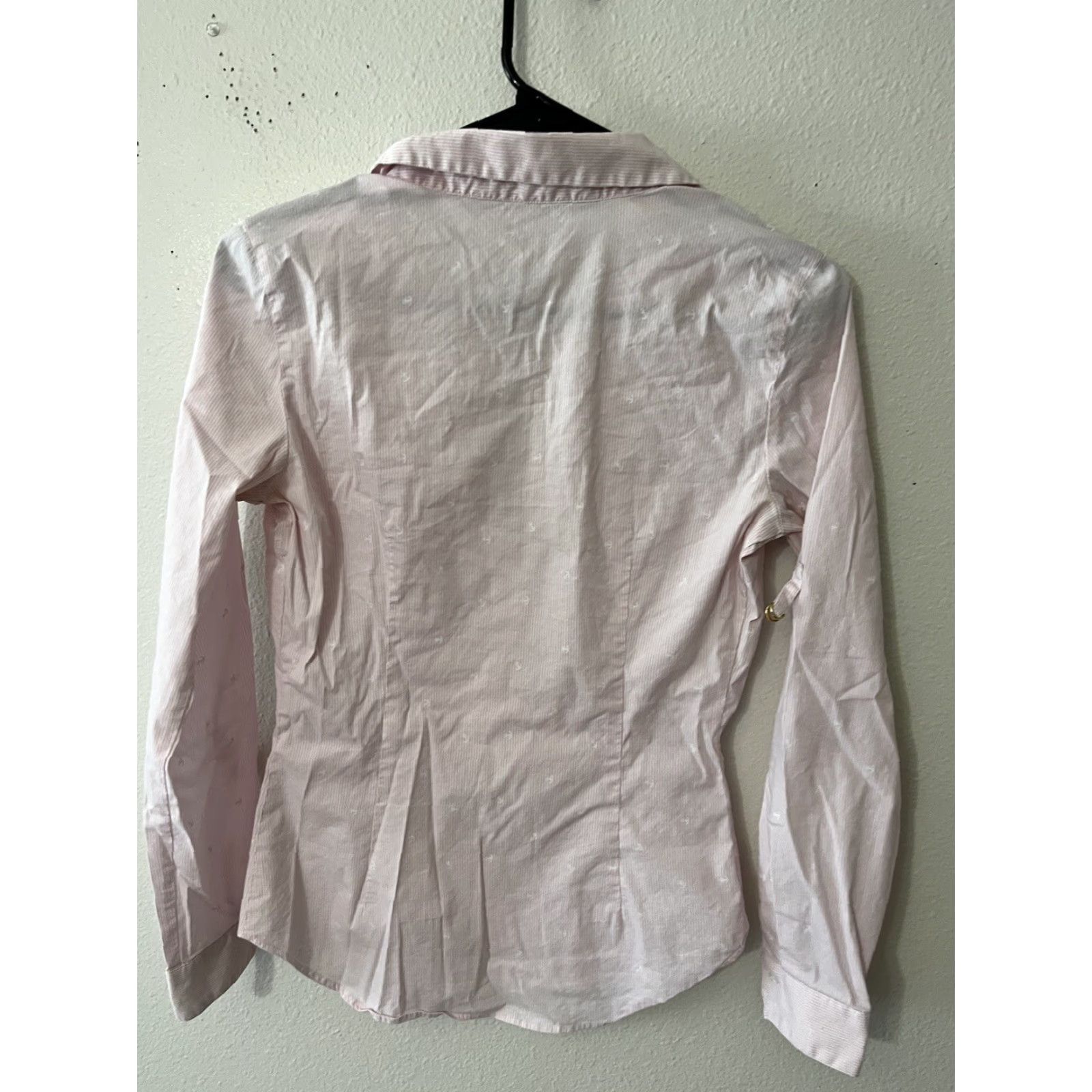 Zara VINTAGE Zara Women's Button-Up Shirt Small Pink Anchor Striped Collared 3/4 Sleeve Casual Size S / US 4 / IT 40 - 3 Thumbnail