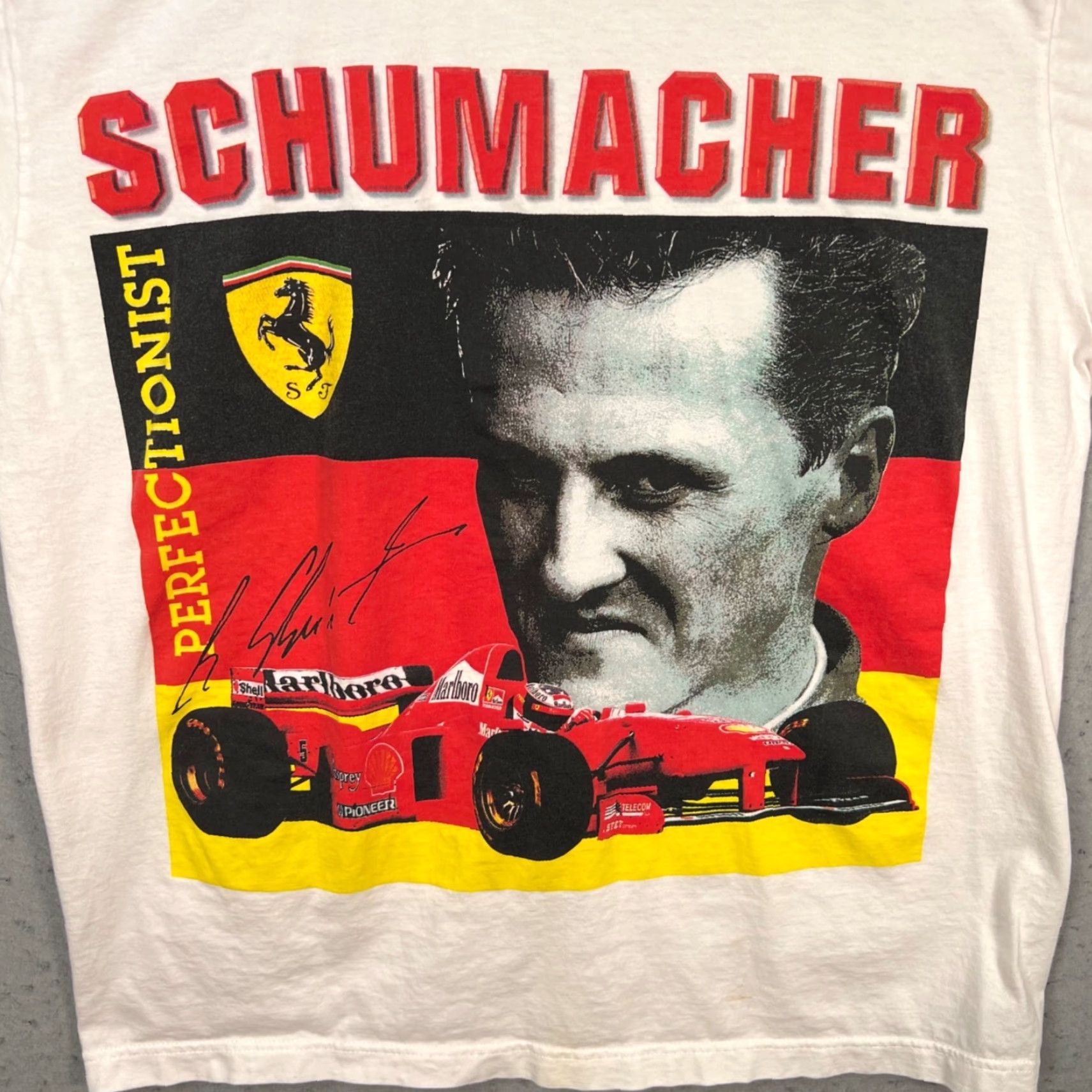 Ferrari VINTAGE Michael Schumacher Ferrari Formula 1 Racing T Shirt White Mens L Cotton Crew Neck Short Sleeve 90s Graphic Print Size US L / EU 52-54 / 3 - 5 Thumbnail