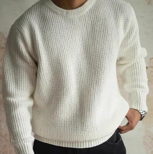 VIBE White Striped Knit Sweater Size US M / EU 48-50 / 2 - 8 Thumbnail
