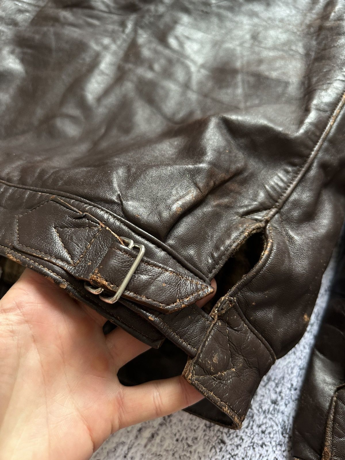 Hartmann Antique 40s French Cyclist 'Hartmann' Leather Jacket WW2 Era Size US M / EU 48-50 / 2 - 17 Thumbnail
