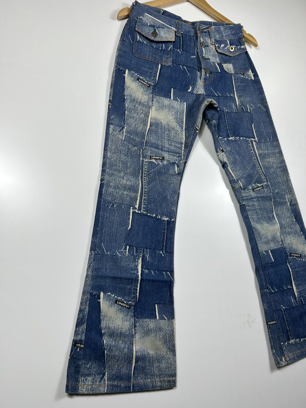 Super Lovers 🔥Vintage Y2K Super Lover Pacthwork Flared Denim Size 28" / US 6 / IT 42 - 2 Thumbnail