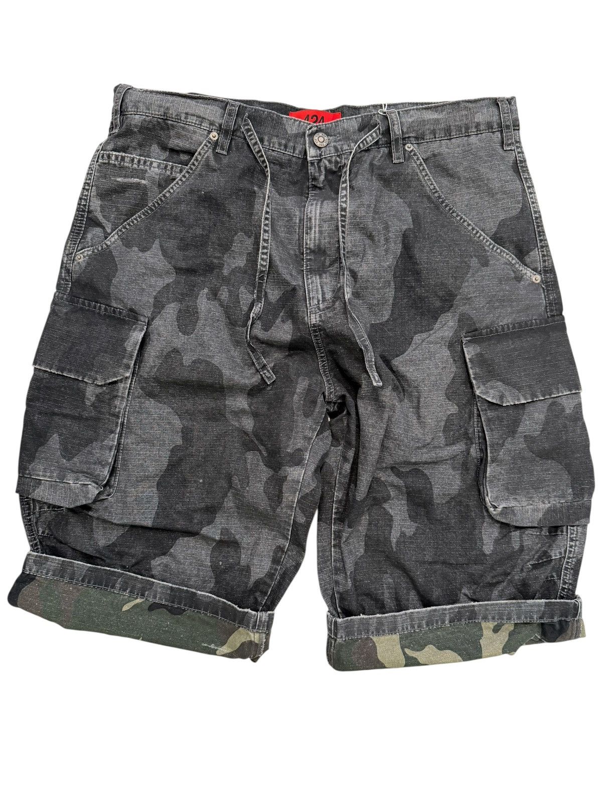 424 Black Grey Reverse Camo Ripstop Cargo Shorts Size US 34 / EU 50 - 3 Thumbnail