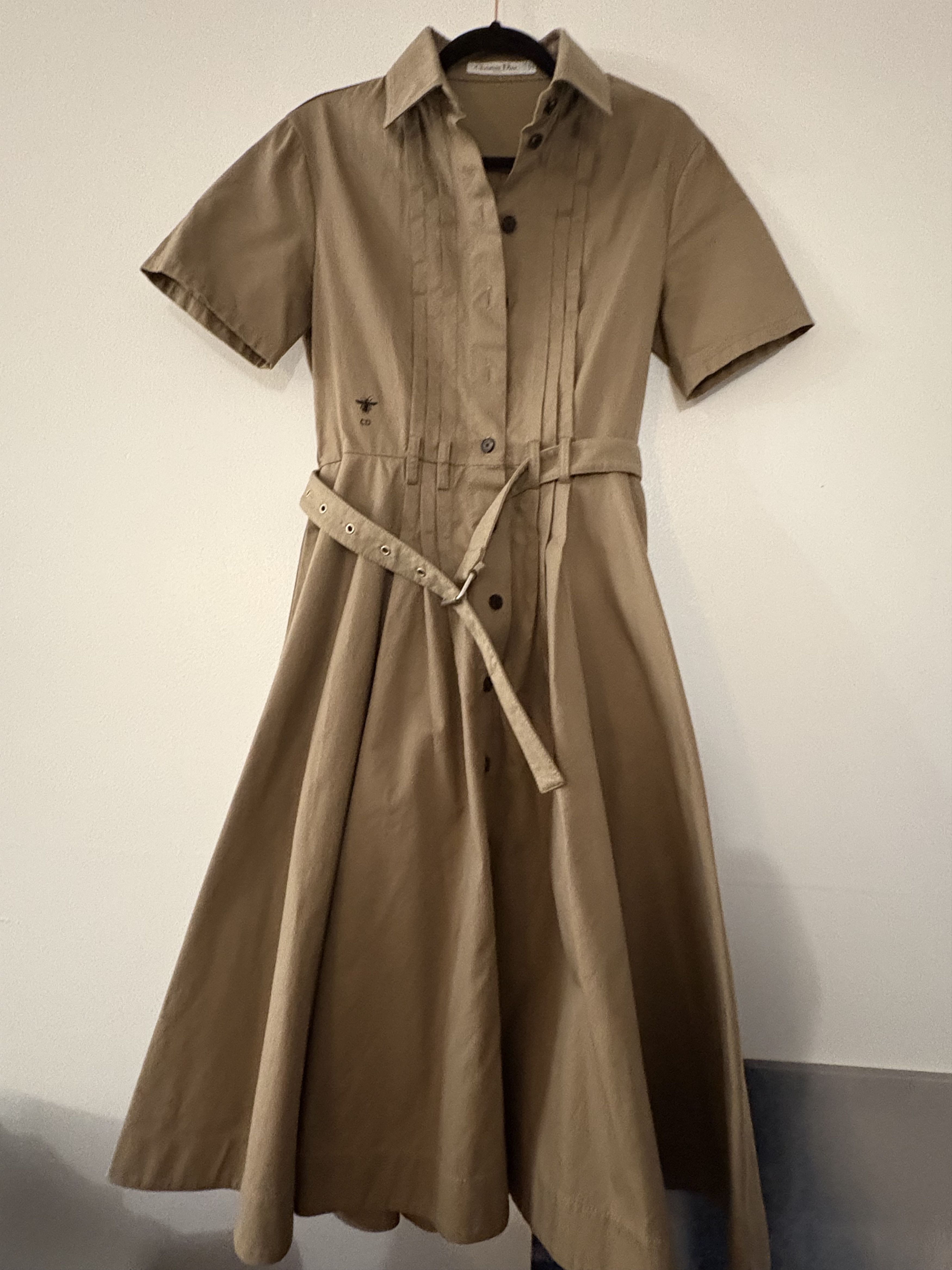 Dior Dior Belted Cotton Trench Coat Midi Dress in Tan SZ 6 NWOT Size S / US 4 / IT 40 - 7 Thumbnail
