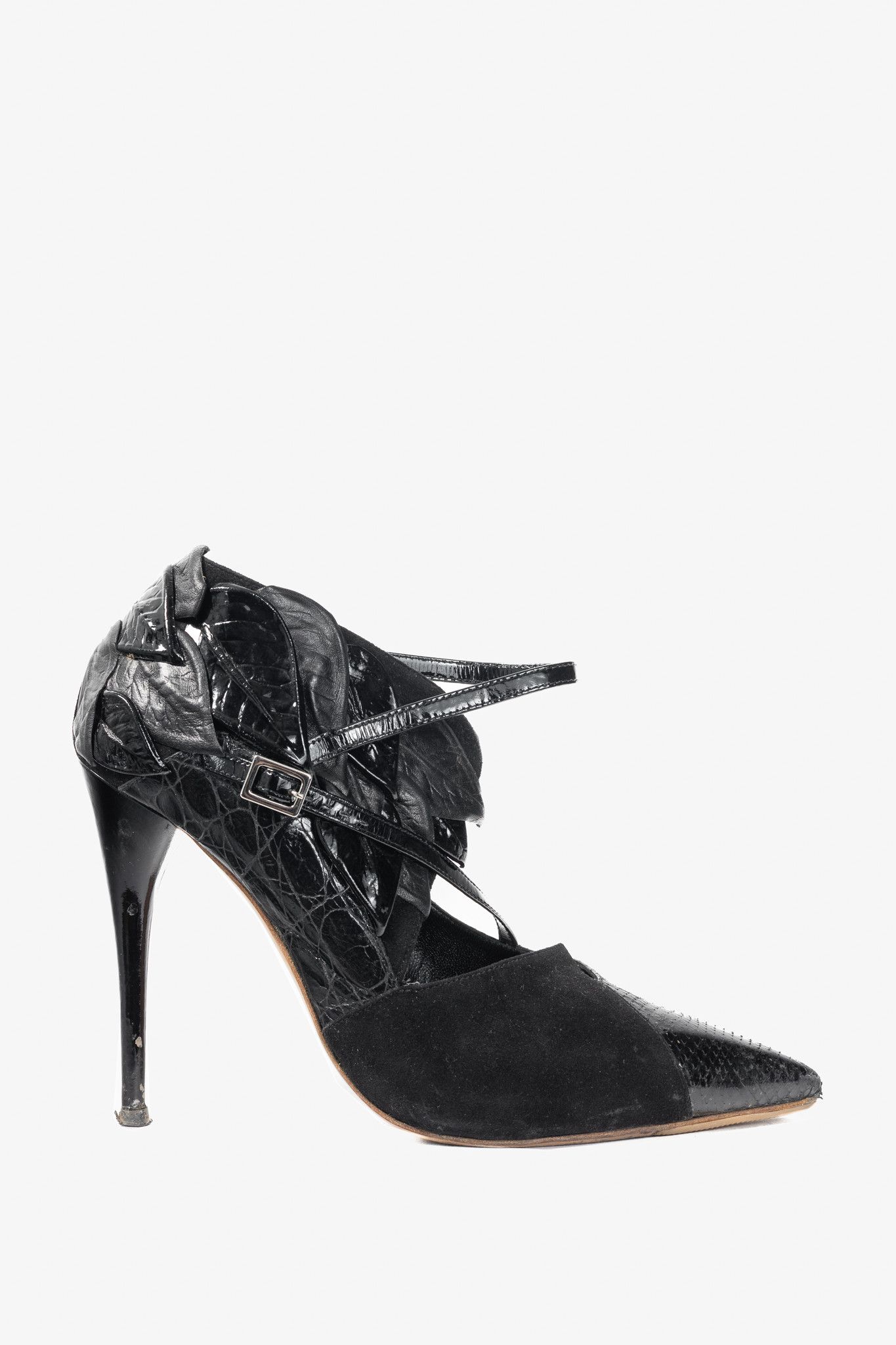 Chloe Chloe AW08 Runway Snake-Embossed/Suede/Leaf-Applique Heels Size US 6 / IT 36 - 1 Thumbnail