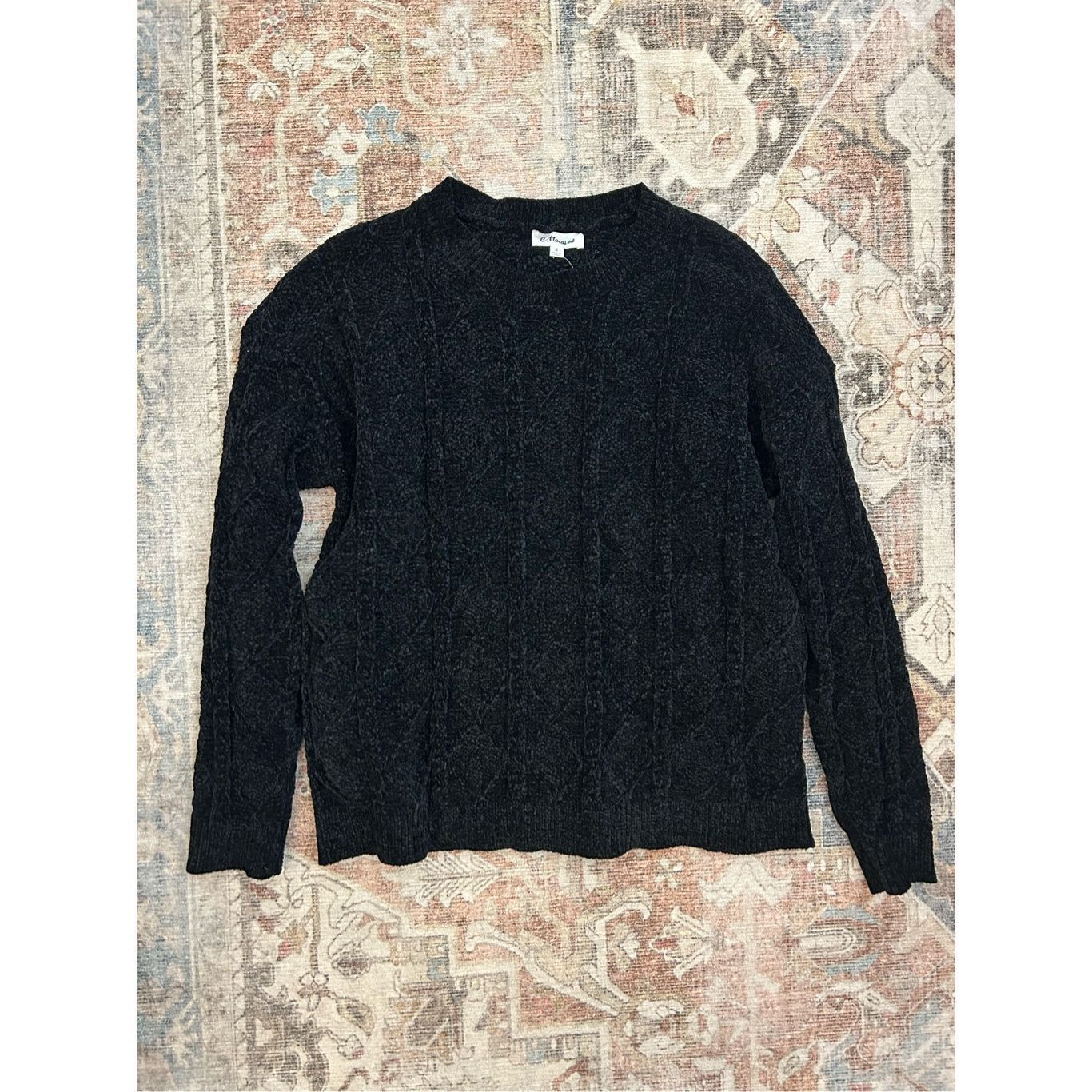 Macron Macaron Black Cable Knit Sweater, Sz Small Size S / US 4 / IT 40 - 1 Thumbnail