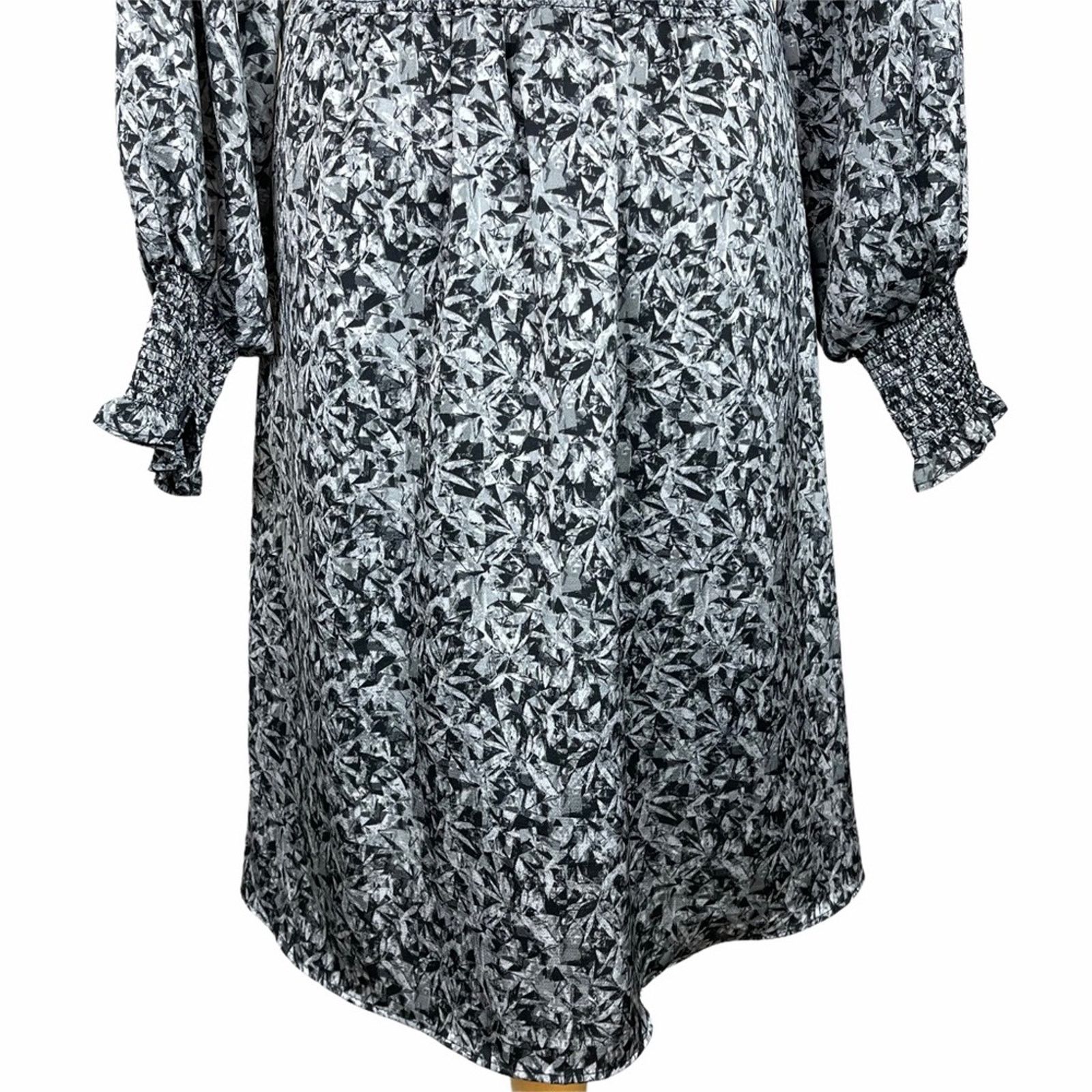 Halston H by Halston Long Sleeve Leaf Print Dress Gray M Size M / US 6-8 / IT 42-44 - 11 Thumbnail