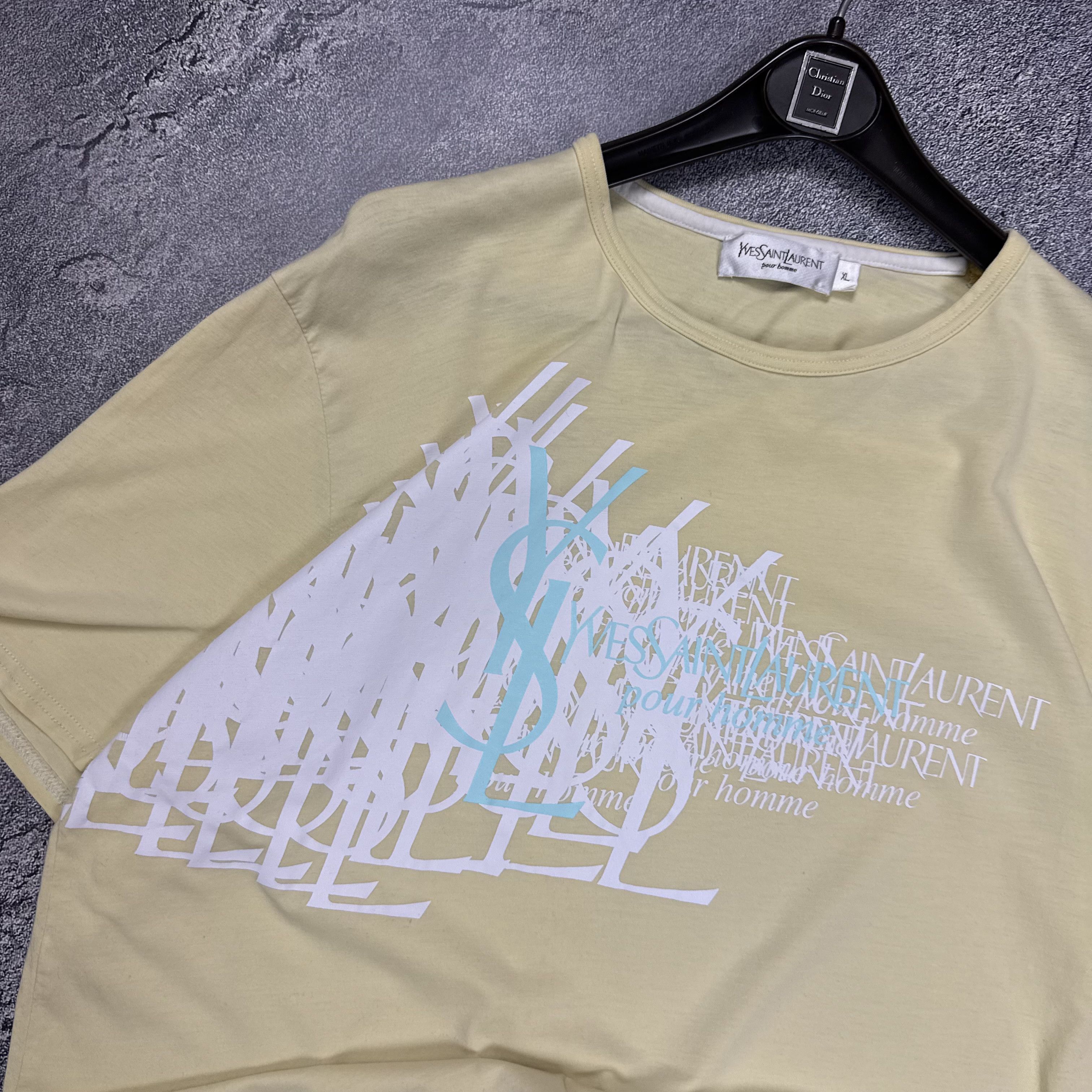 Yves Saint Laurent YSL YvesSaintLaurent Printed Yellow Short Sleeve T-shirt Size US XL / EU 56 / 4 - 2 Thumbnail
