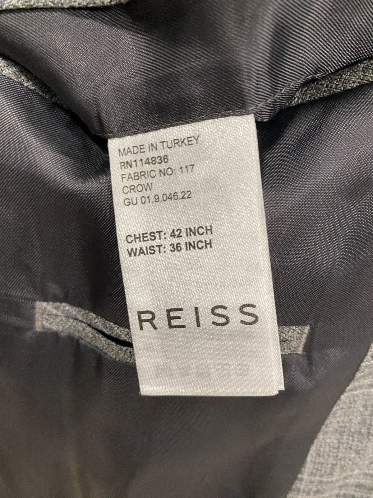 Reiss Reiss Three-piece Grey Checkered Wool Suit Size: 42R Size 42R - 8 Thumbnail