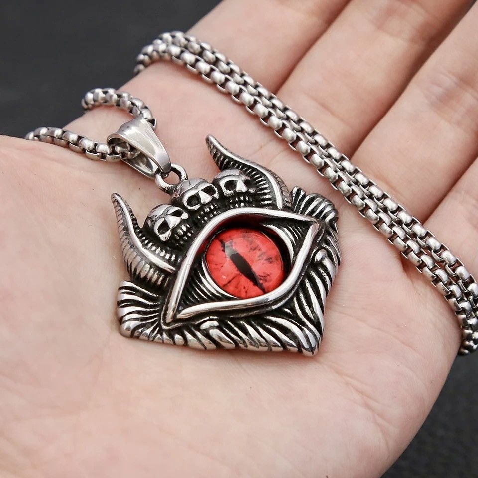 Vintage Retro Red Demon Eyes Necklace Size ONE SIZE - 3 Thumbnail