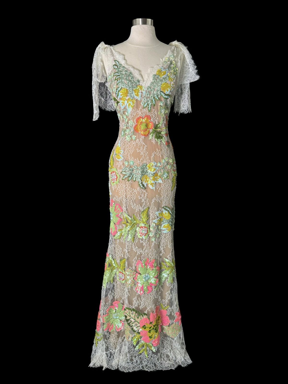 Other Brand New US 8 Elie Saab Lace Gown with Floral Appliques Size M / US 6-8 / IT 42-44 - 1 Thumbnail