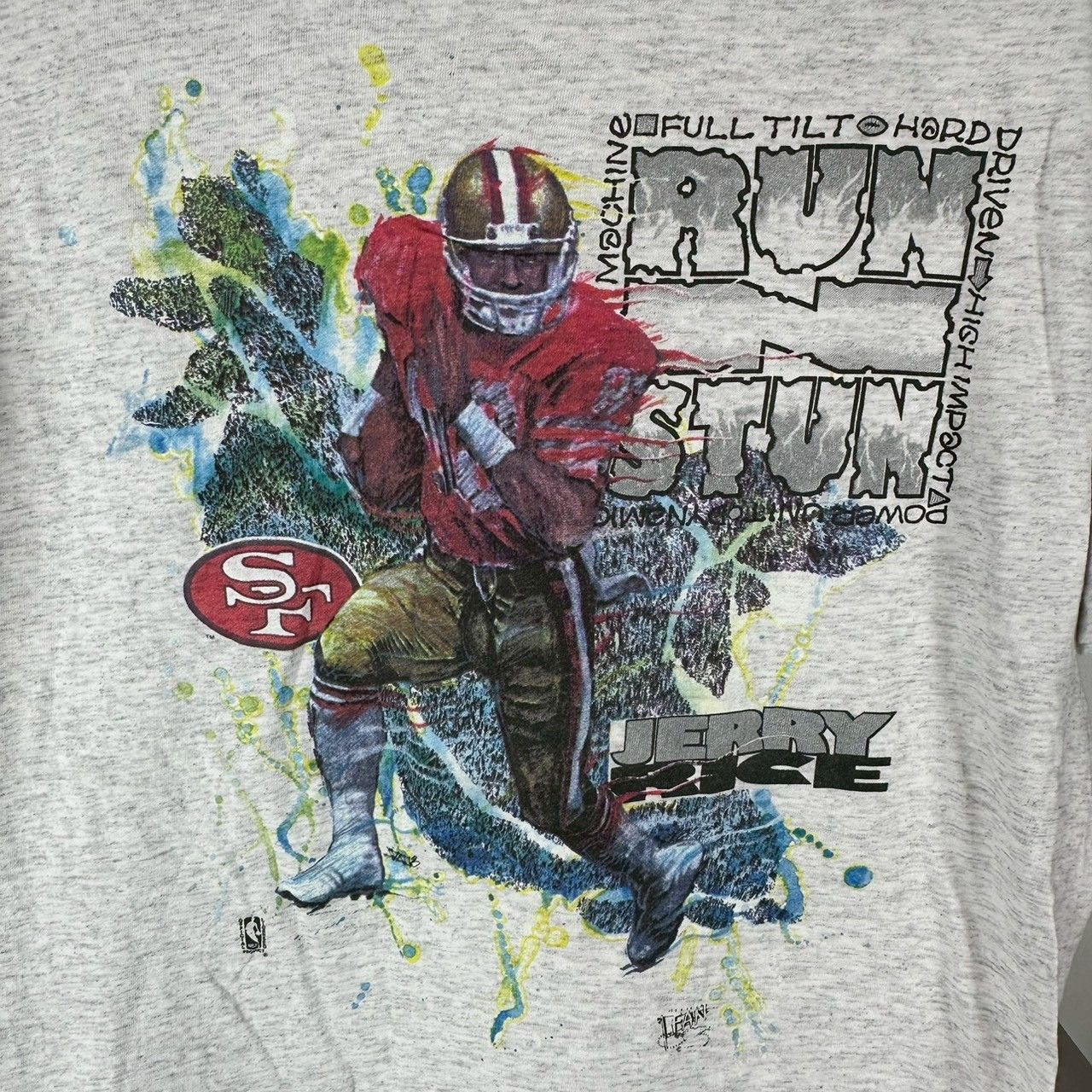 Vintage 90s San Francisco 49ers Jerry Rice Run N Stun NFL T-shirt Size US L / EU 52-54 / 3 - 2 Thumbnail