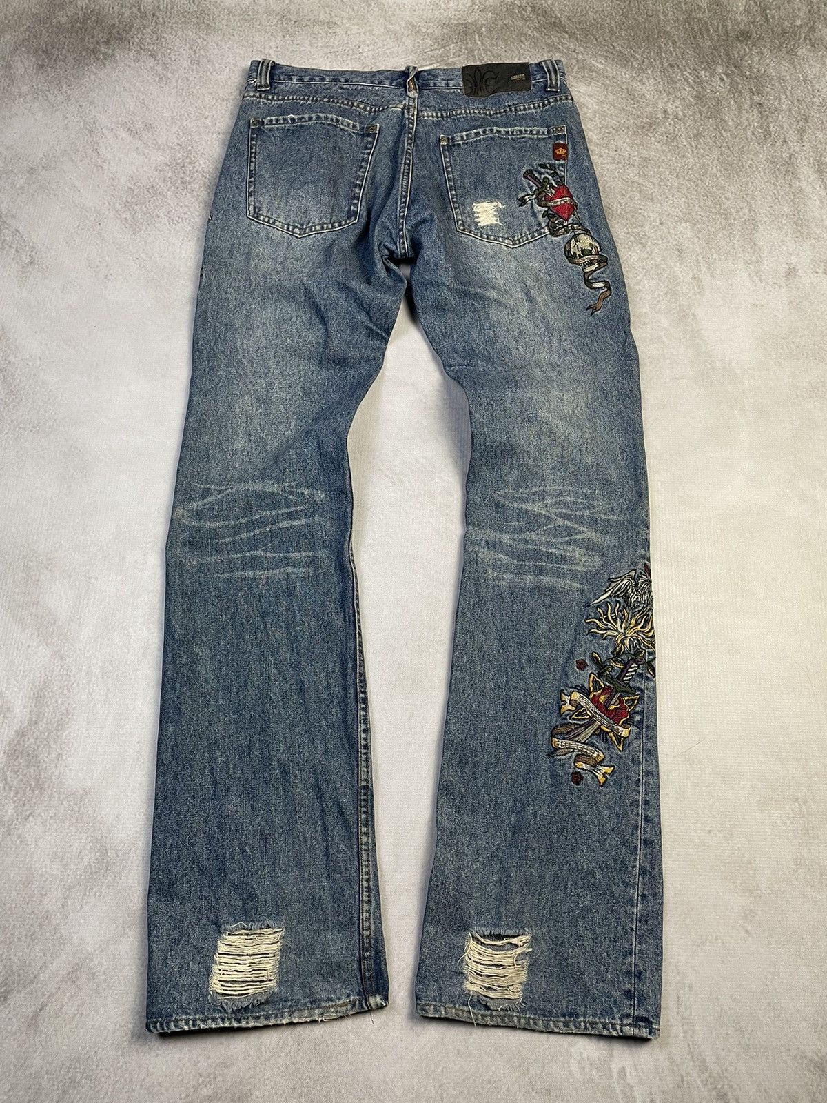 14th Addiction Custom Culture 🇯🇵 Flare 'Tattoo' Embroidered Jeans Size US 29 - 6 Thumbnail