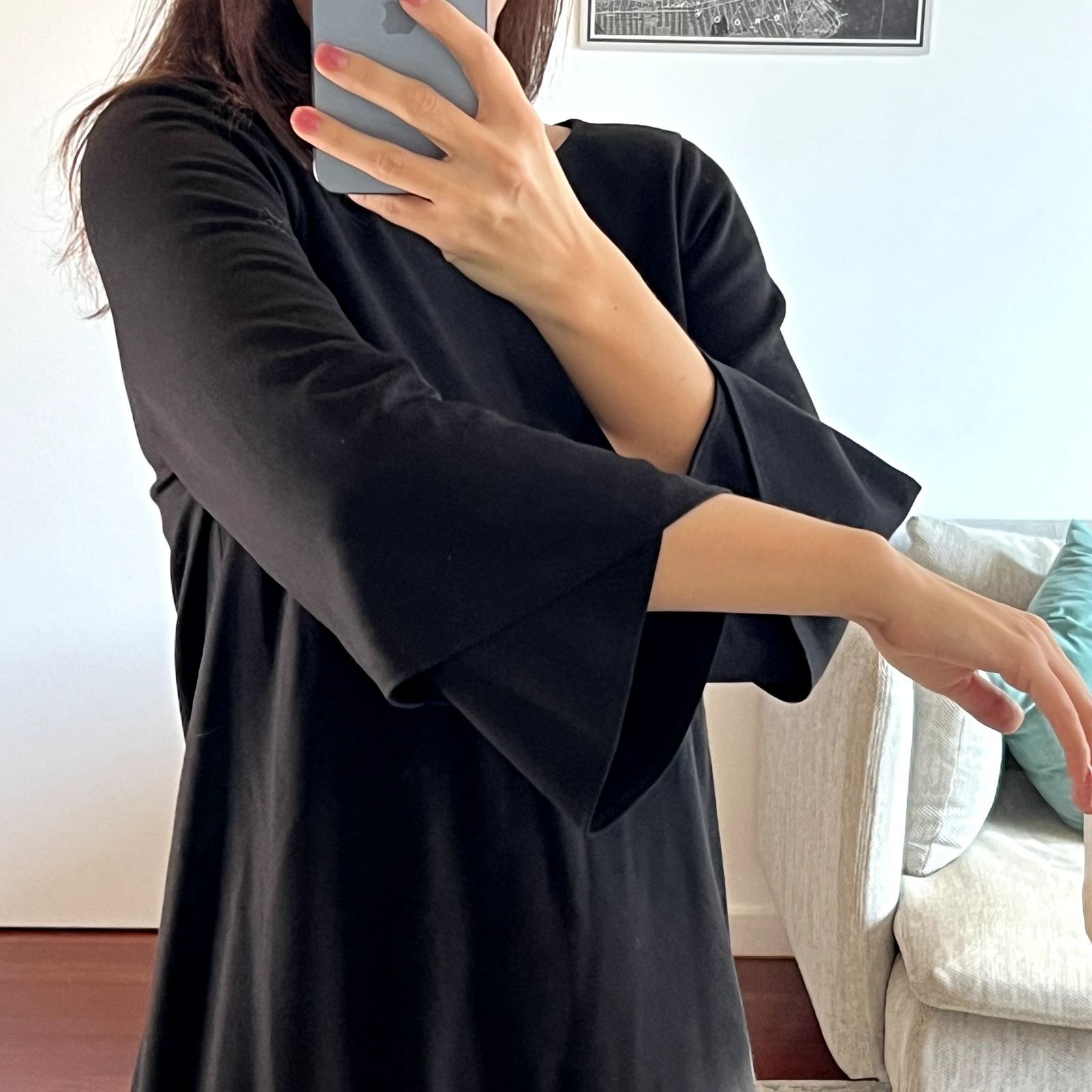 Lafayette 148 Lafayette 148 New York Layered Sleeve Shift Black Mini Dress Size S / US 4 / IT 40 - 2 Thumbnail