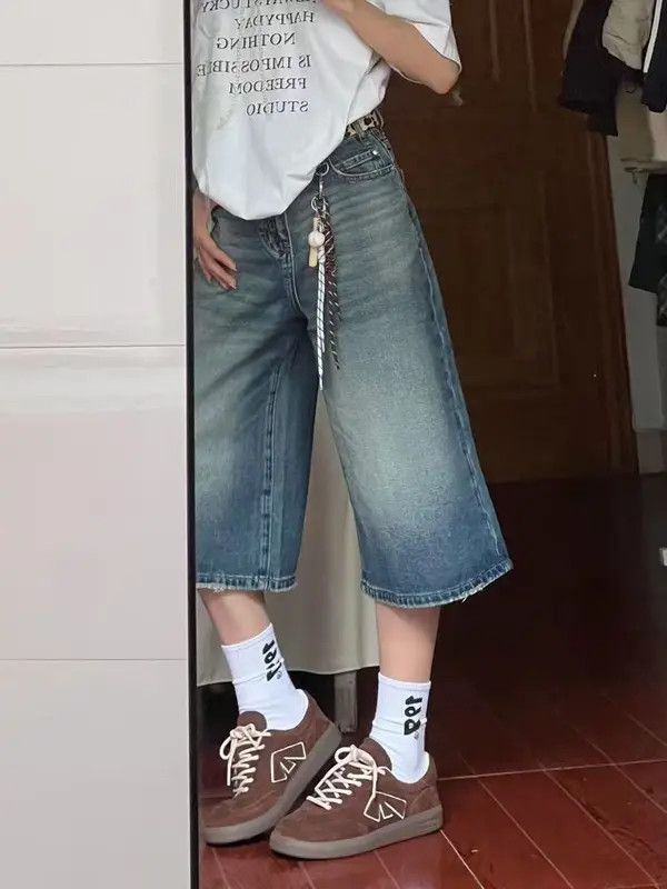 Japanese Brand Blue street washed vintage distressed denim shorts y2k Size US 32 / EU 48 - 6 Thumbnail