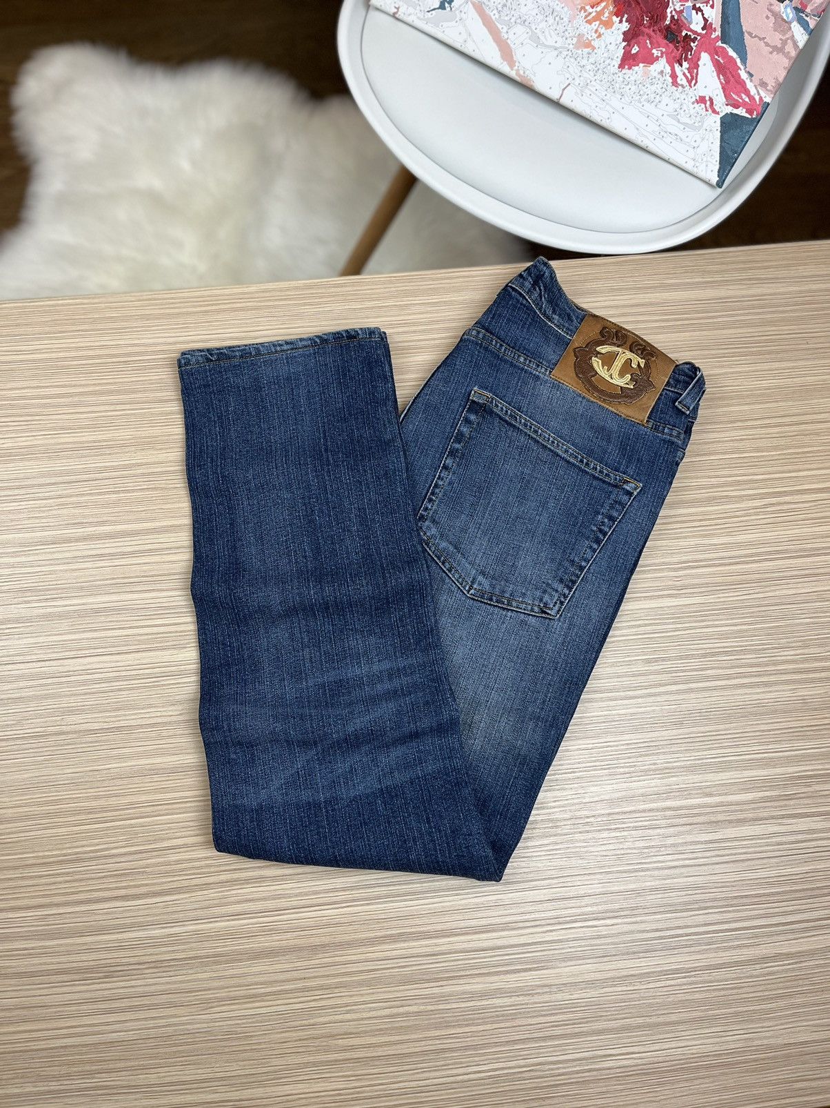 Just Cavalli × Roberto Cavalli Just Cavalli 2000’s Flared Faded Denim Jeans Size US 36 / EU 52 - 1 Thumbnail