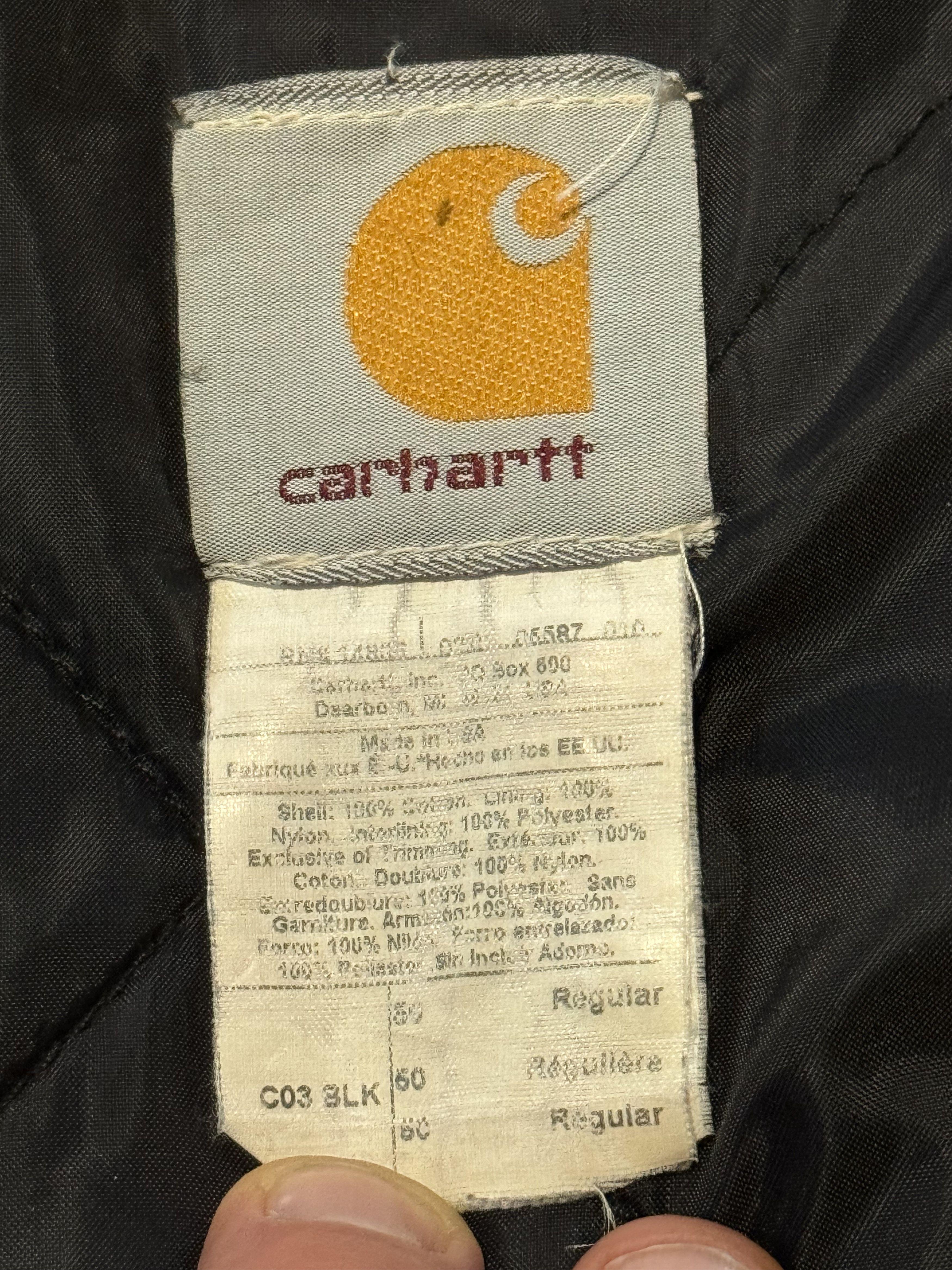 Carhartt Carhartt CO3 BLK Men's Black Insulated Canvas Coat Size US XL / EU 56 / 4 - 6 Thumbnail