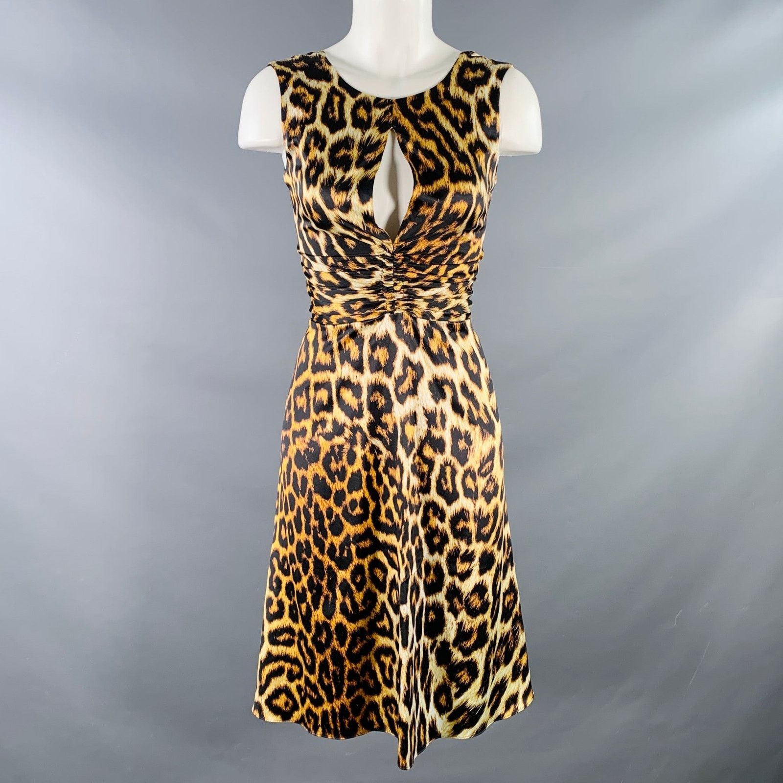 Just Cavalli Polyester Animal Print Ruched Sleeveless Keyhole Dress Size XS / US 0-2 / IT 36-38 - 1 Thumbnail