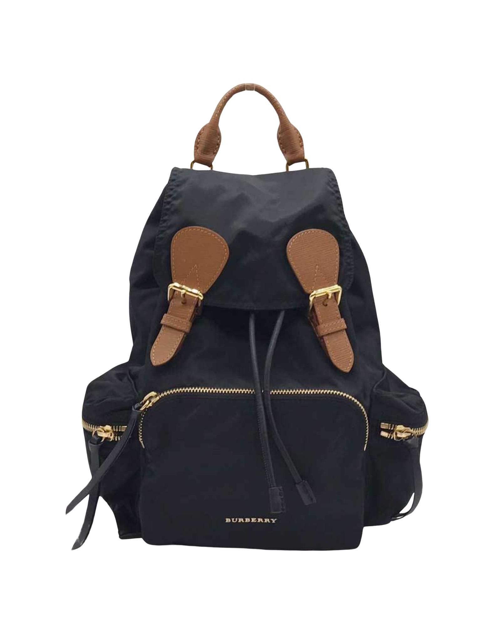 image of Burberry Stylish And Functional Nylon Backpack With Flap Closure in Black, Women's