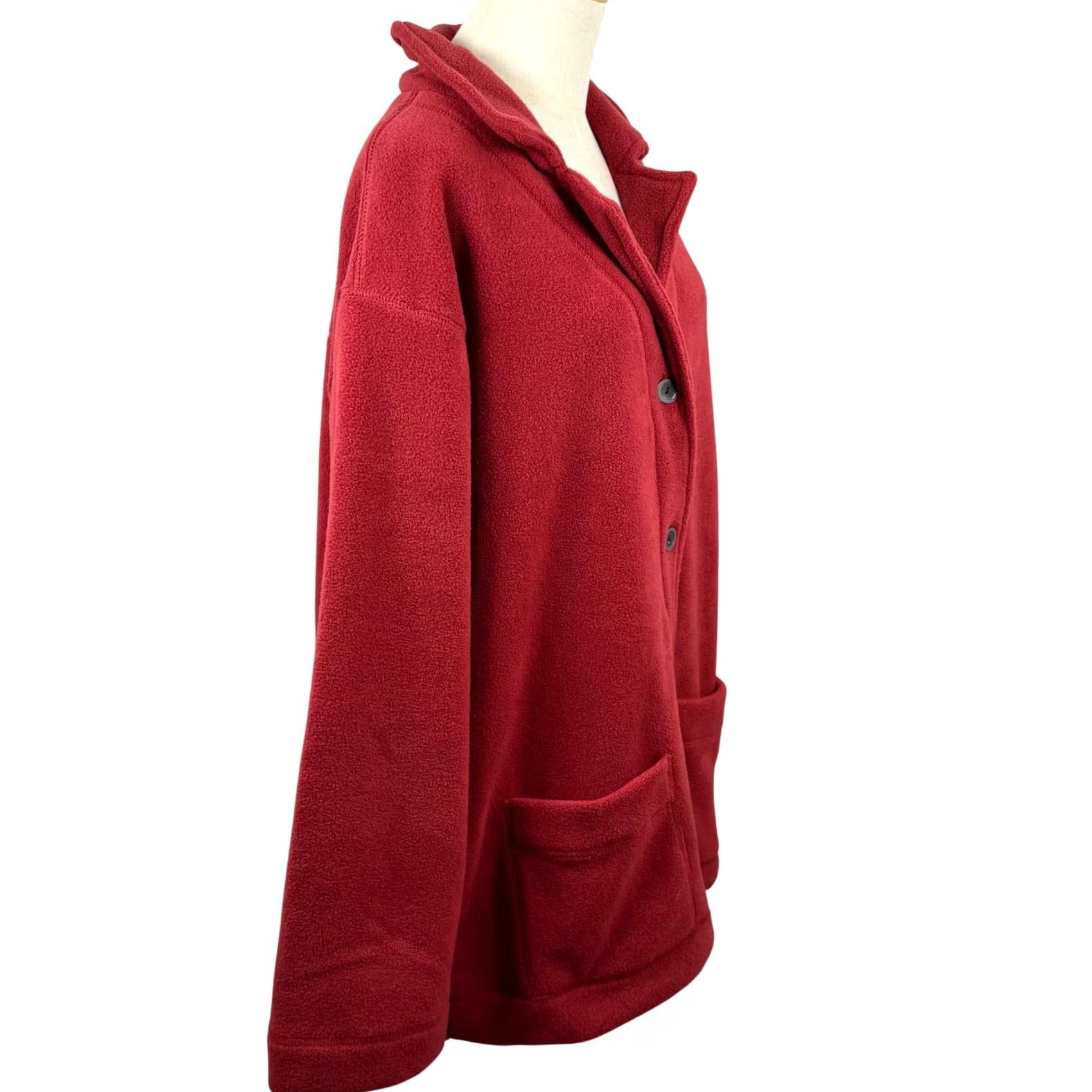 Vintage Oversized Lg Vintage Kmart 90s Fleece Cardigan Jacket Red Button Pockets Cabin Size L / US 10 / IT 46 - 2 Thumbnail