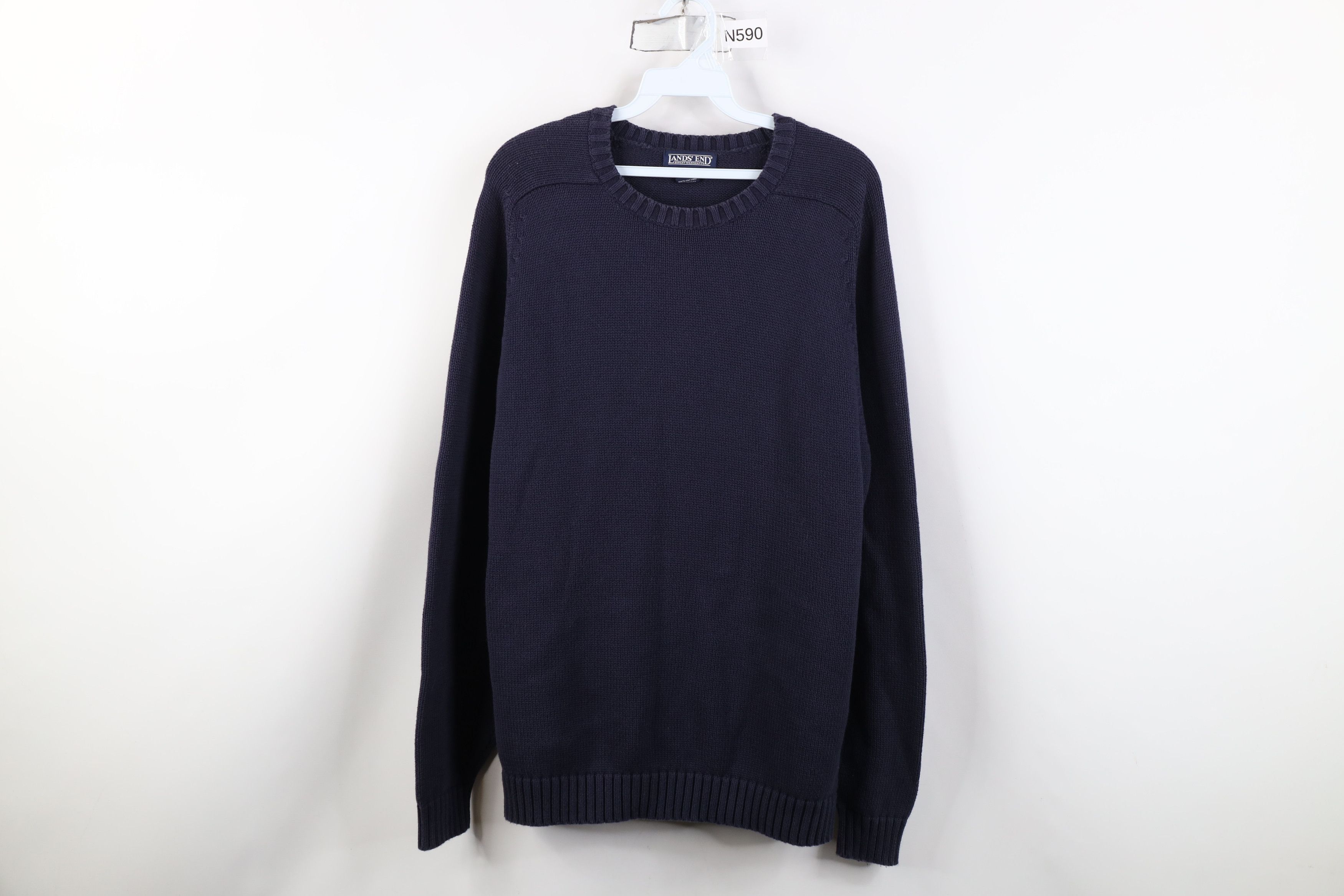 Lands' End Vintage 90s Lands End Faded Cotton Ribbed Knit Sweater Japan Size XL / US 12-14 / IT 48-50 - 1 Thumbnail