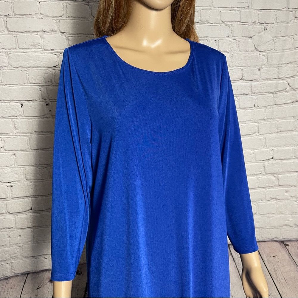 Chicos Chico's Easywear Blue Liquid Knit Asymmetrical Top Tunic Si Size L / US 10 / IT 46 - 2 Thumbnail