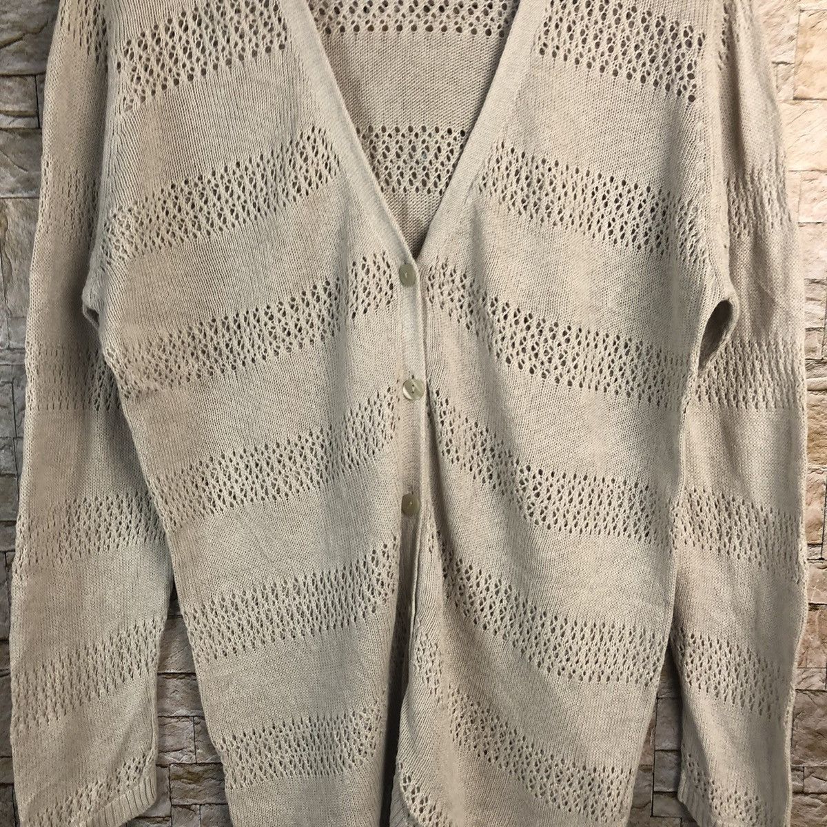 Homespun Knitwear × Japanese Brand Japanese Brand Cream Cardigan Knitwear #A947 Size L / US 10 / IT 46 - 5 Thumbnail